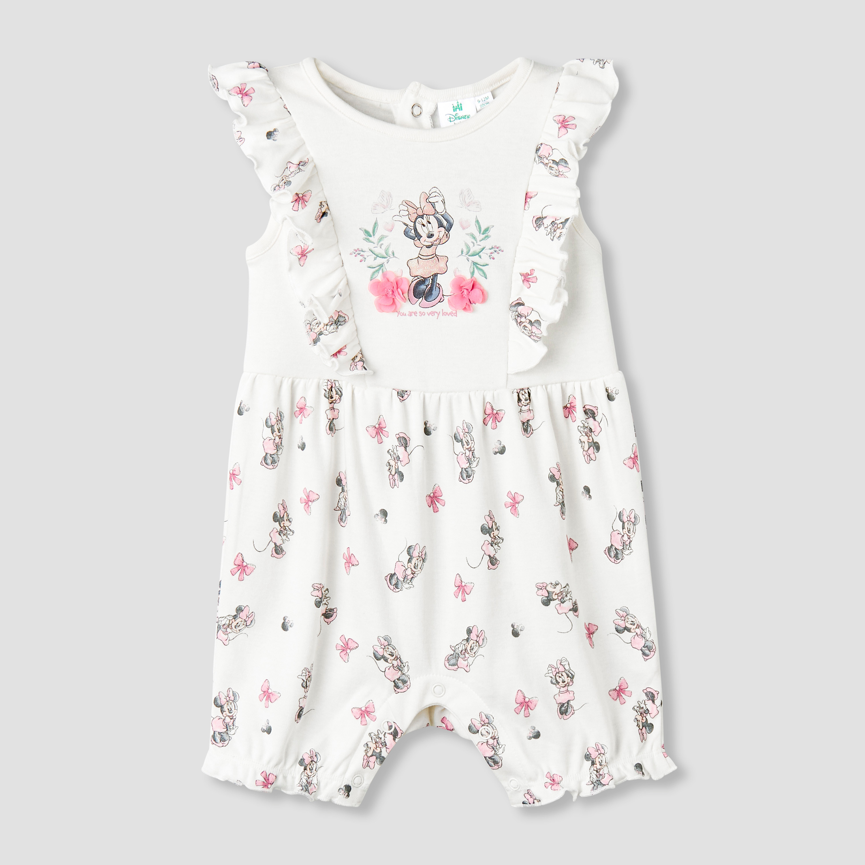 Disney Round Neck Sleeveless Romper with Minnie Mouse Print-baby-girls-clothing-rompers-image-1
