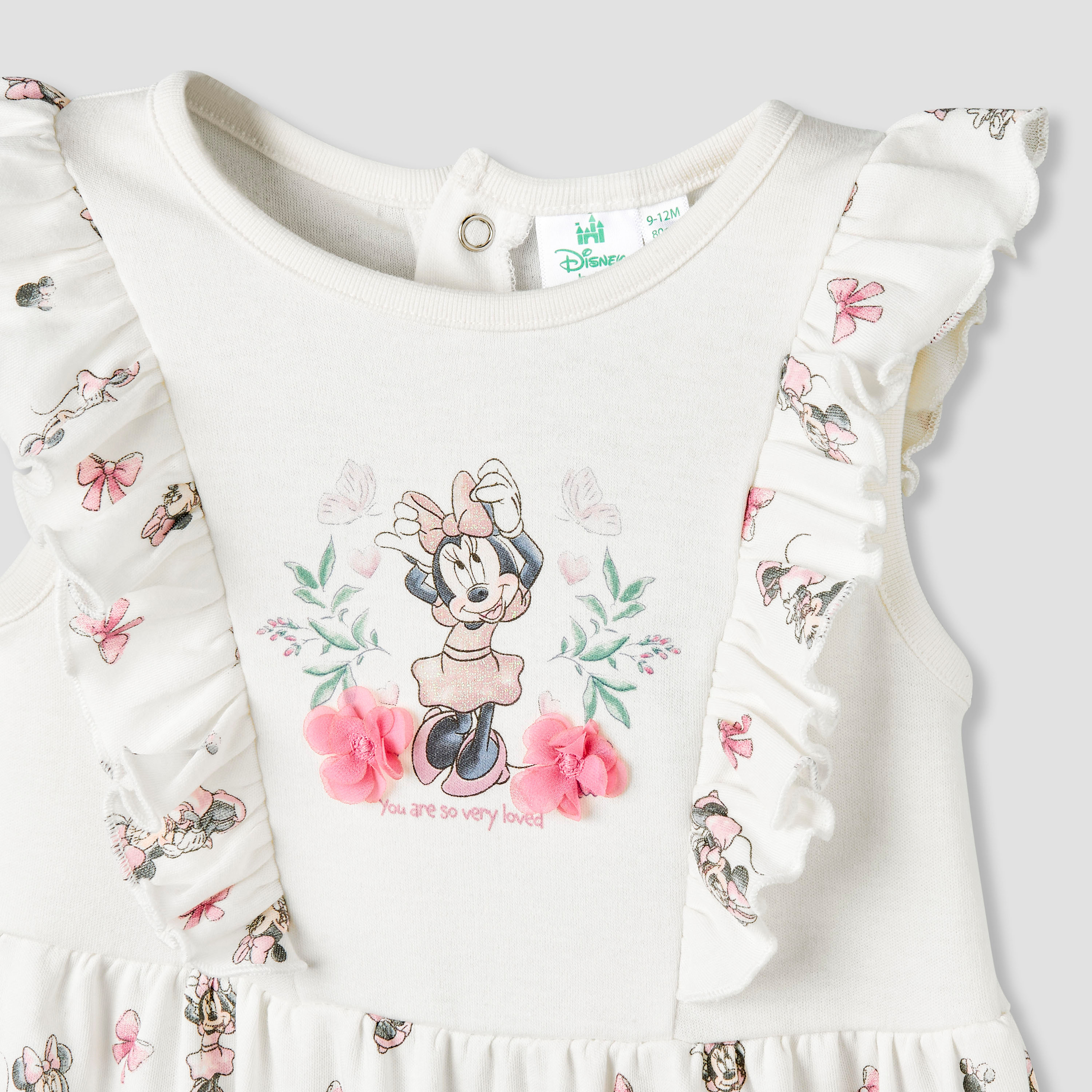 Disney Round Neck Sleeveless Romper with Minnie Mouse Print-baby-girls-clothing-rompers-image-3