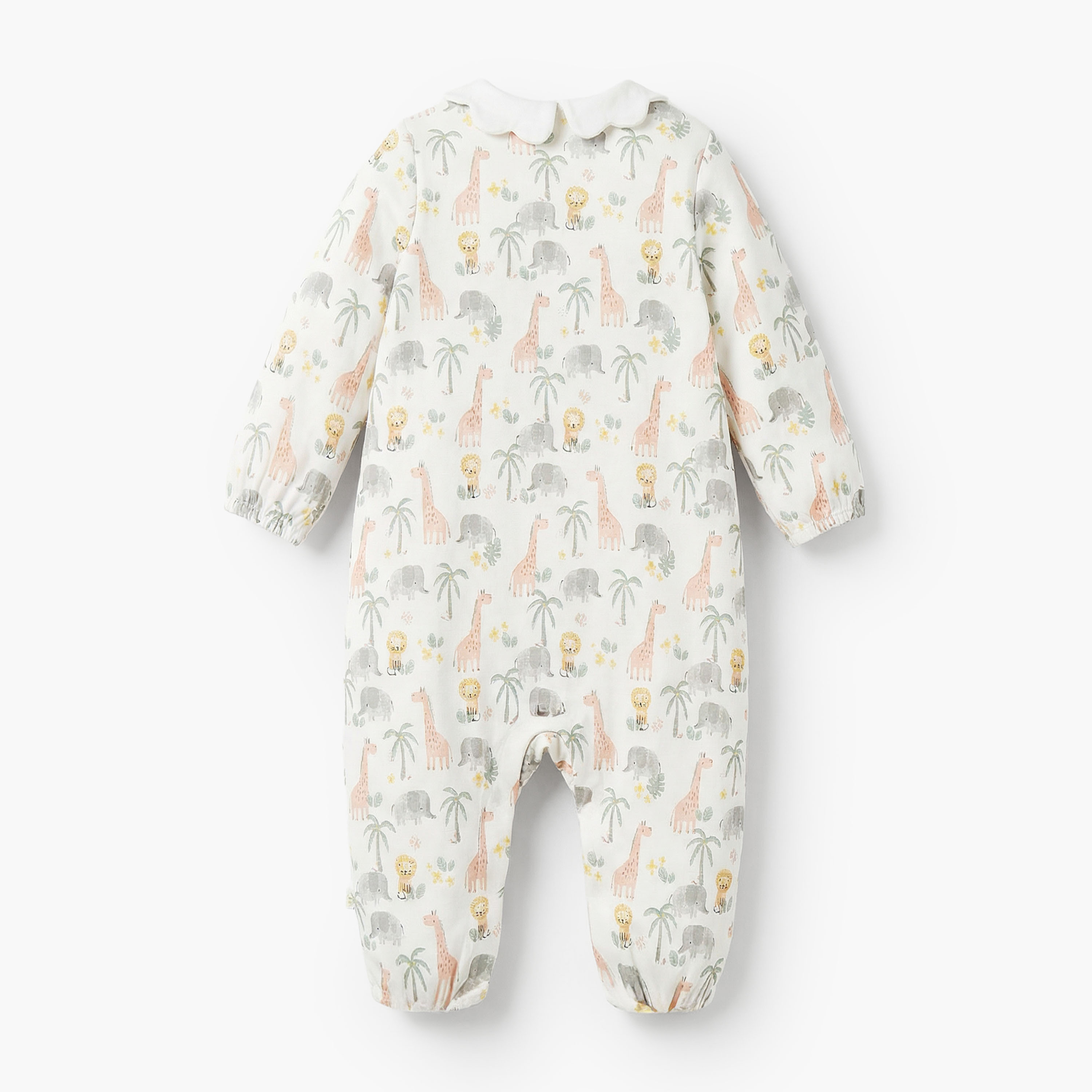 Juniors Cotton Peter Pan Collar Long Sleeves Sleepsuit with Safari Print-baby-girls-clothing-nightwear-sleepsuits-image-2