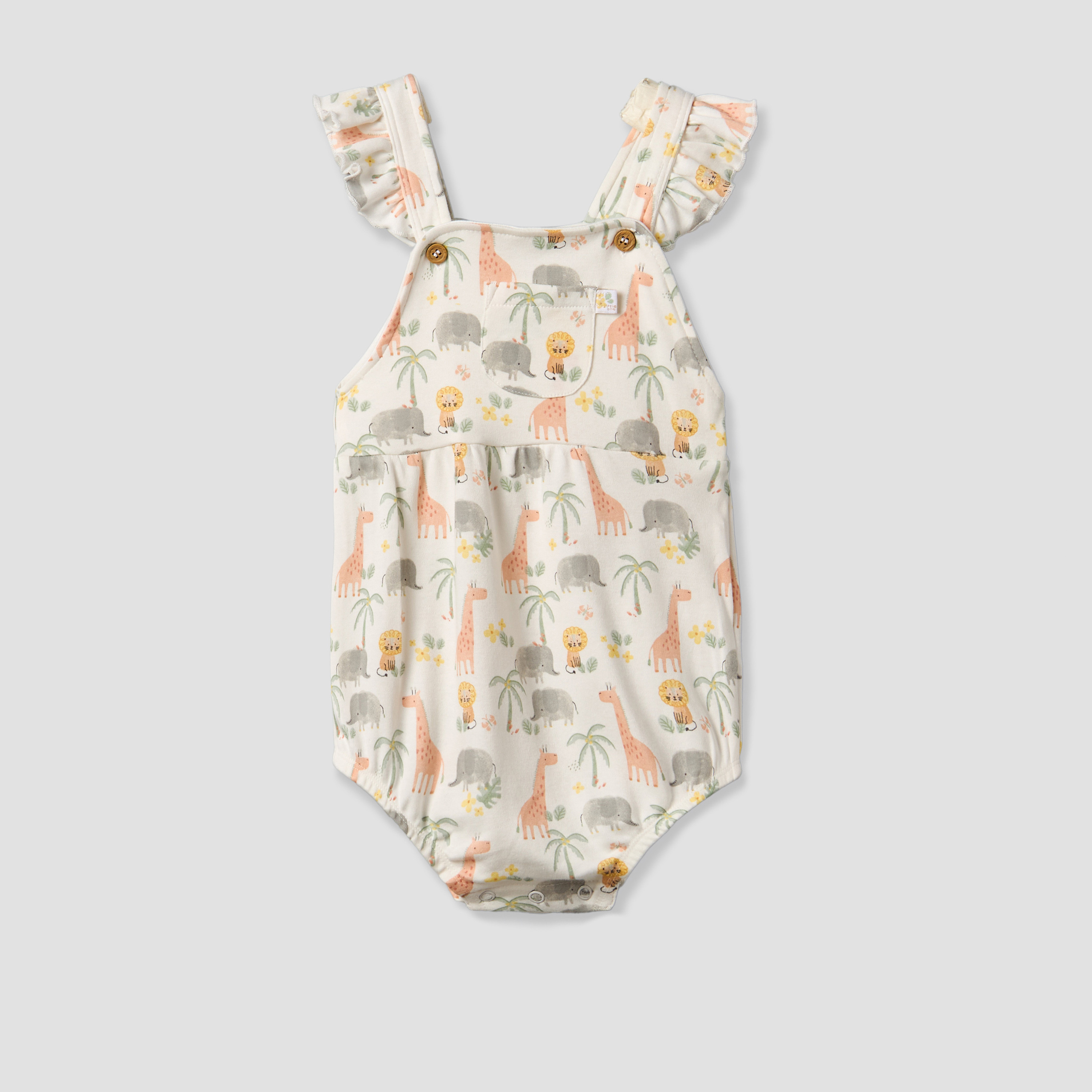 Juniors Round Neck Short Sleeves T-shirt and Dungaree Set with Safari Print-baby-girls-clothing-setsandcoords-image-4