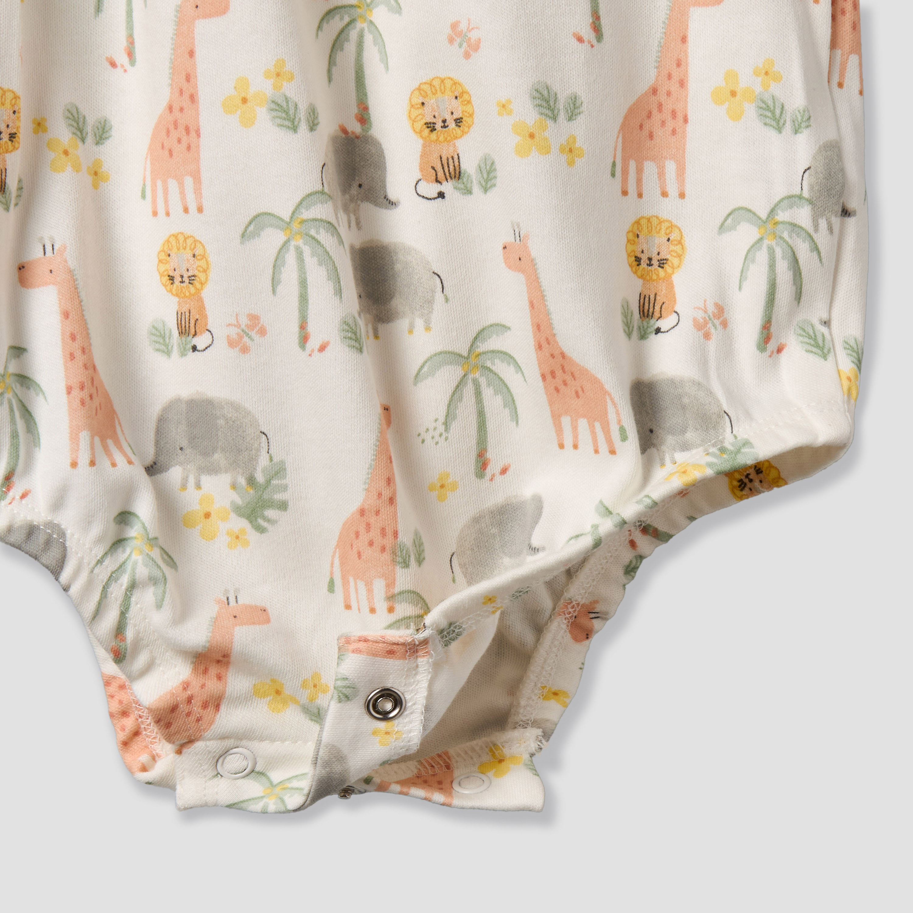 Juniors Round Neck Short Sleeves T-shirt and Dungaree Set with Safari Print-baby-girls-clothing-setsandcoords-image-7