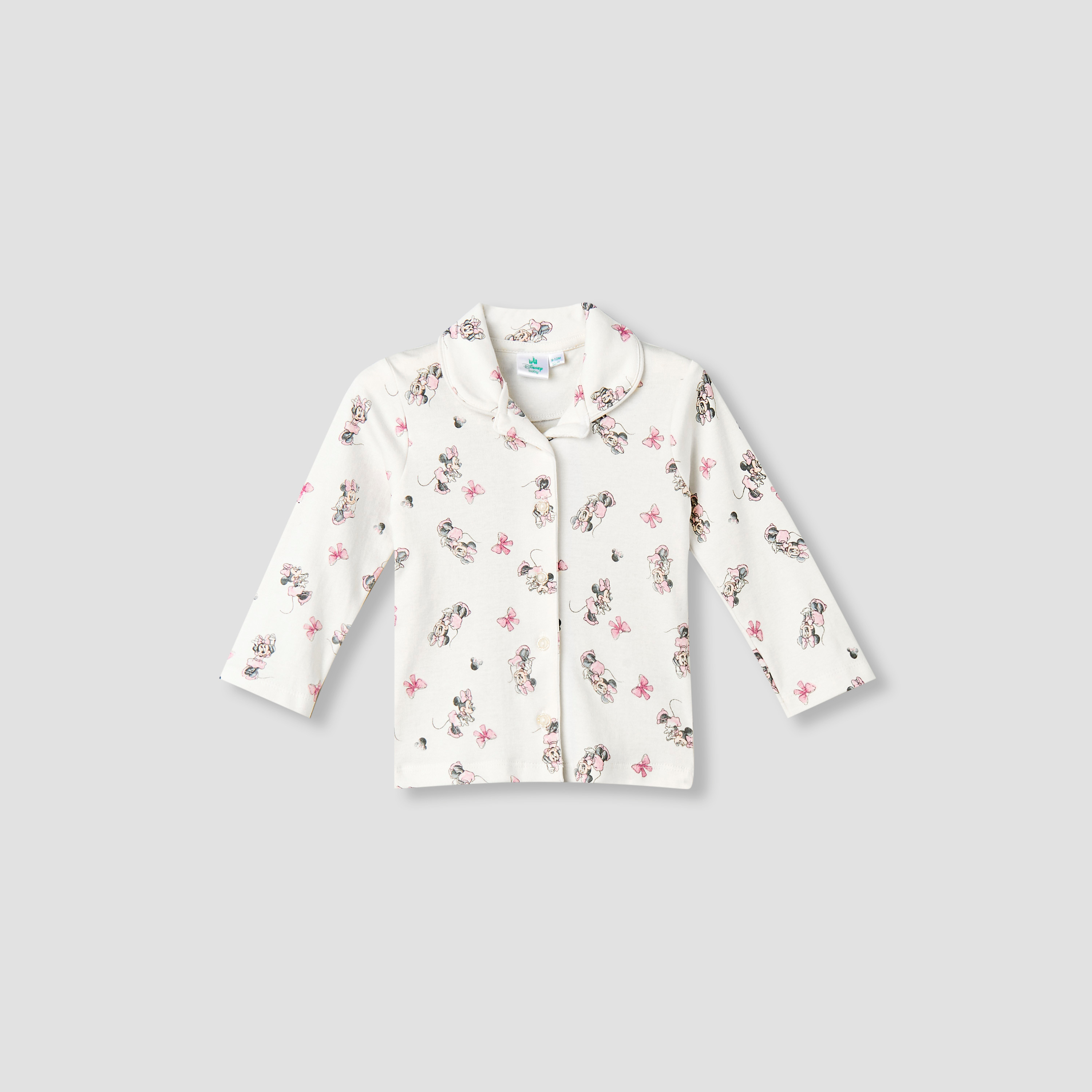 Disney Cotton Collared Long Sleeves Pyjama Set with Minnie Mouse Print-baby-girls-clothing-nightwear-pyjamasets-image-3