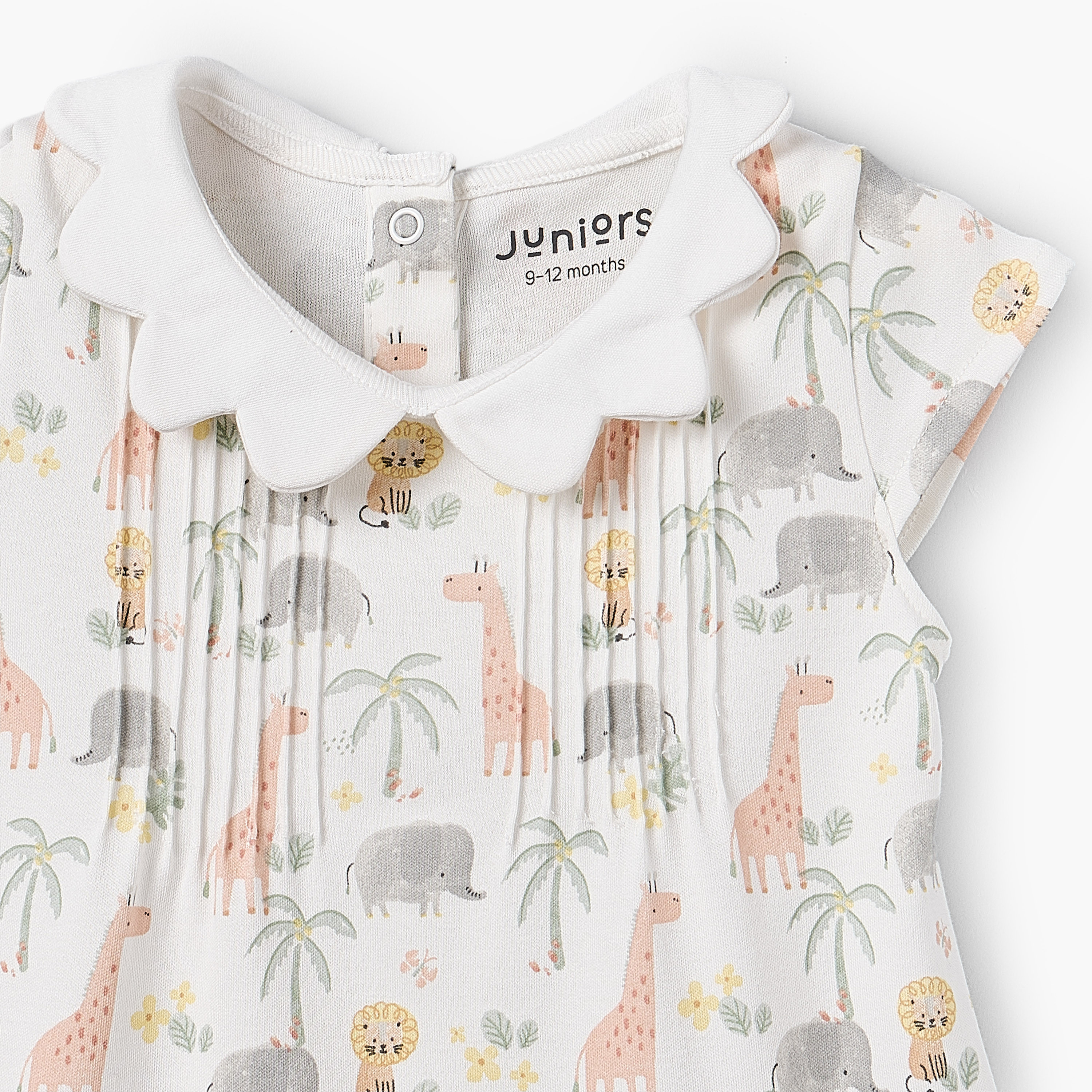 Juniors Peter Pan Collar Short Sleeves A-line Dress with Safari Print-baby-girls-clothing-dressesandjumpsuits-image-4
