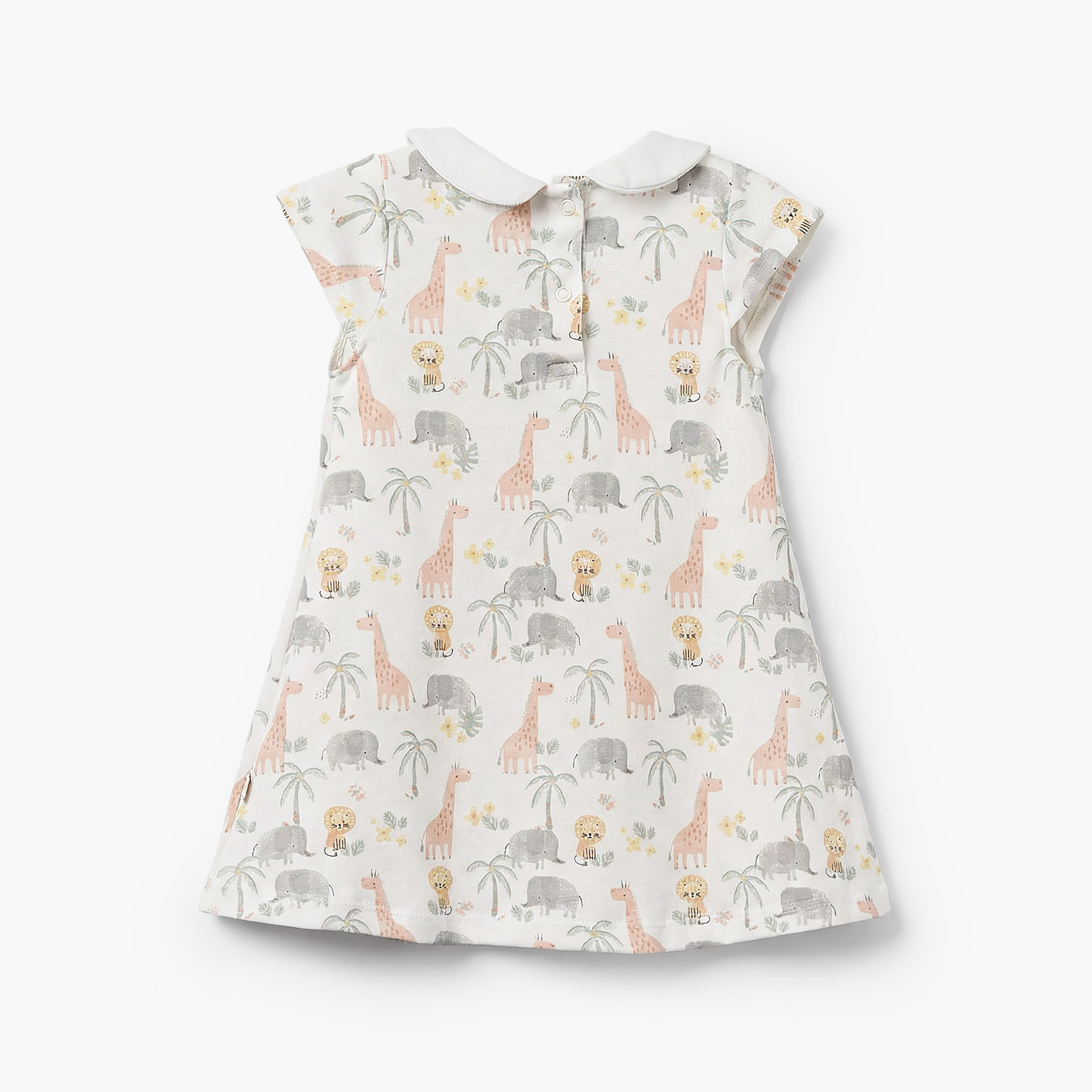 فستان إيه لاين بطبعات سفاري وياقة بيتر بان وأكمام قصيرة من جونيورز-baby-girls-clothing-dressesandjumpsuits-image-3