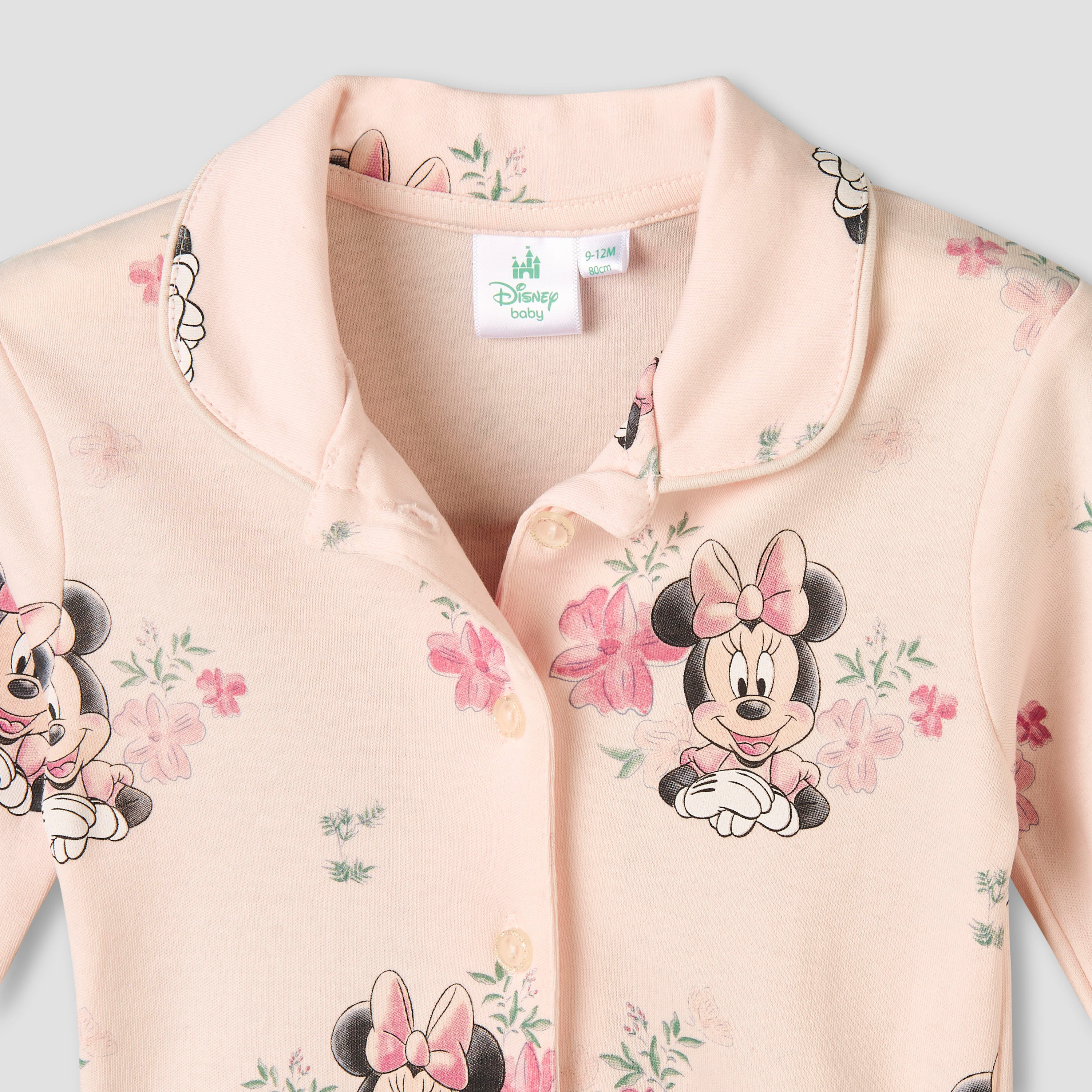 Disney Cotton Collared Long Sleeves Pyjama Set with Minnie Mouse Print-baby-girls-clothing-nightwear-pyjamasets-image-4
