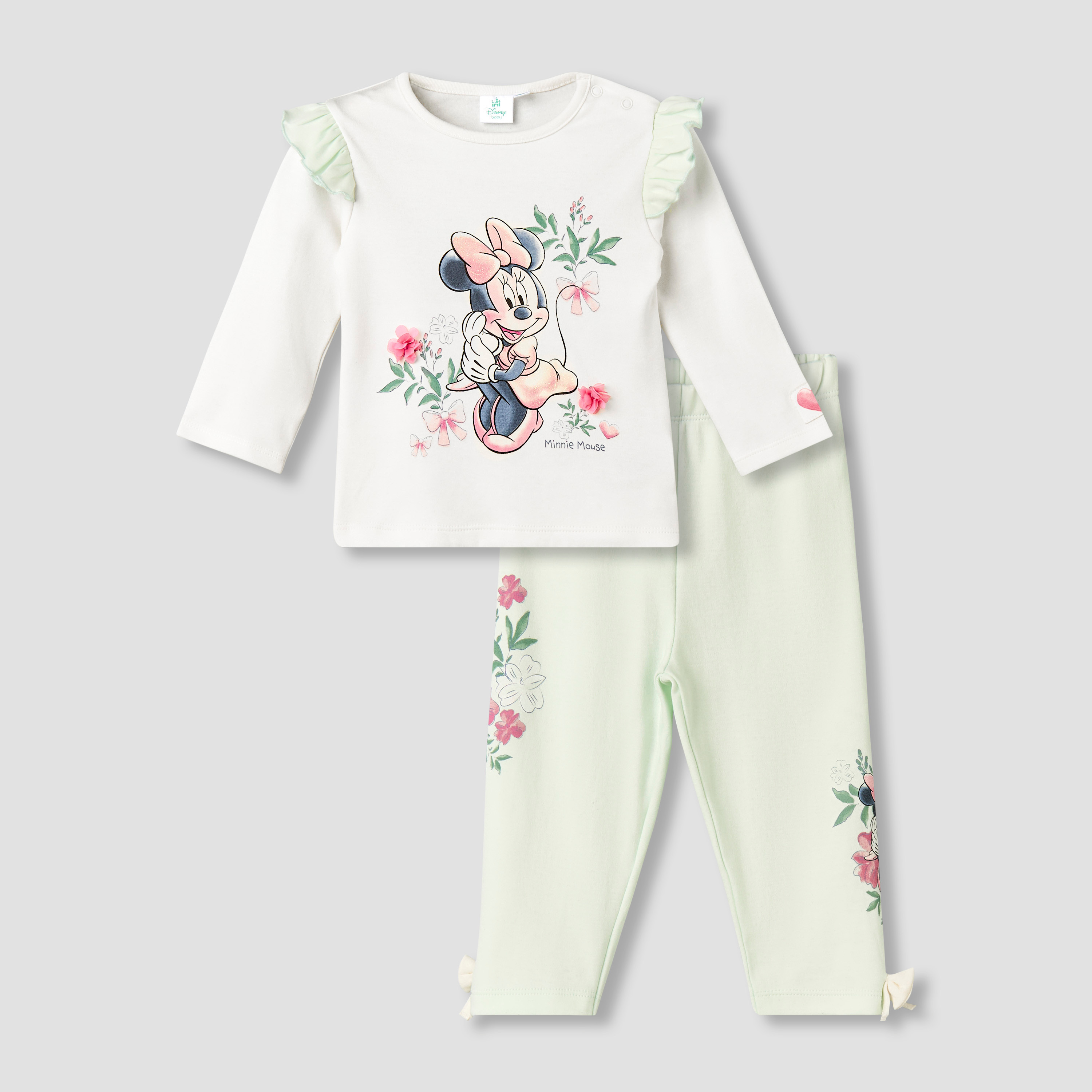 طقم بيجاما قطن برقبة مستديرة وأكمام طويلة وطبعات من ديزني-baby-girls-clothing-nightwear-pyjamasets-image-2