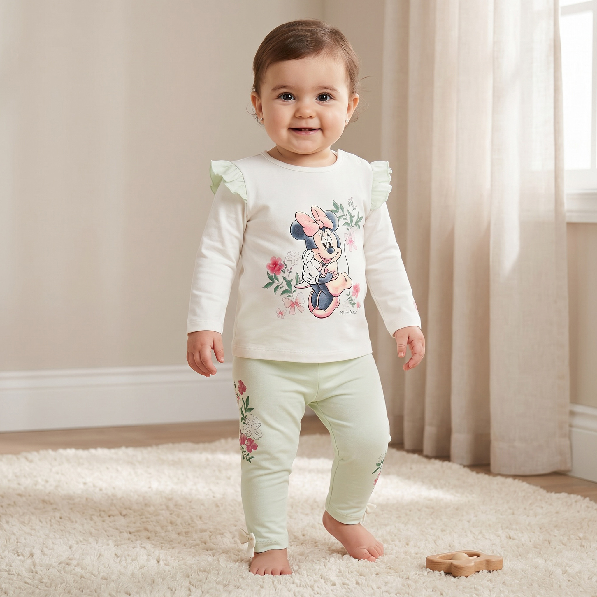 طقم بيجاما قطن برقبة مستديرة وأكمام طويلة وطبعات من ديزني-baby-girls-clothing-nightwear-pyjamasets-image-1