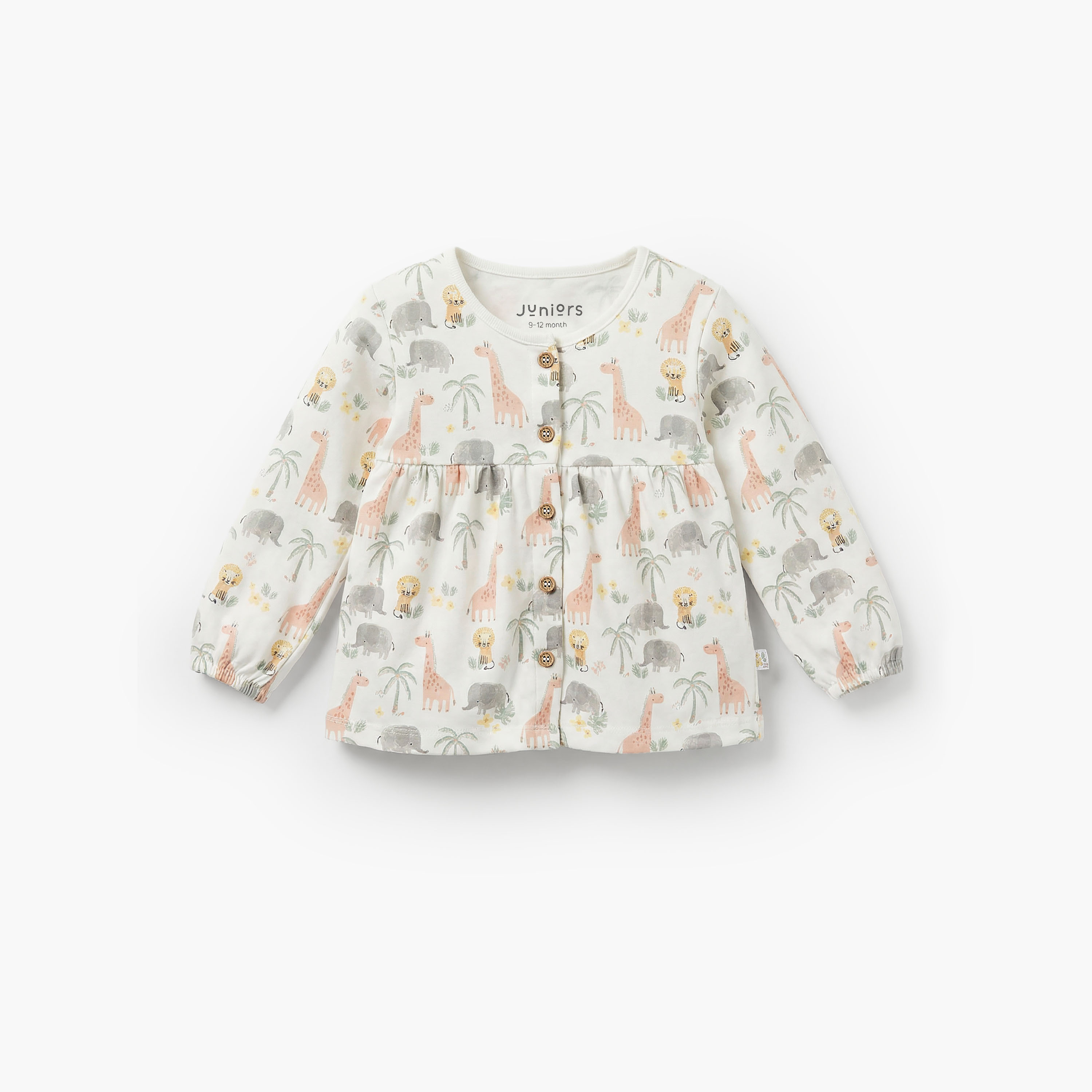 Juniors Cotton Round Neck Long Sleeves Pyjama Set with Safari Print-baby-girls-clothing-nightwear-pyjamasets-image-3