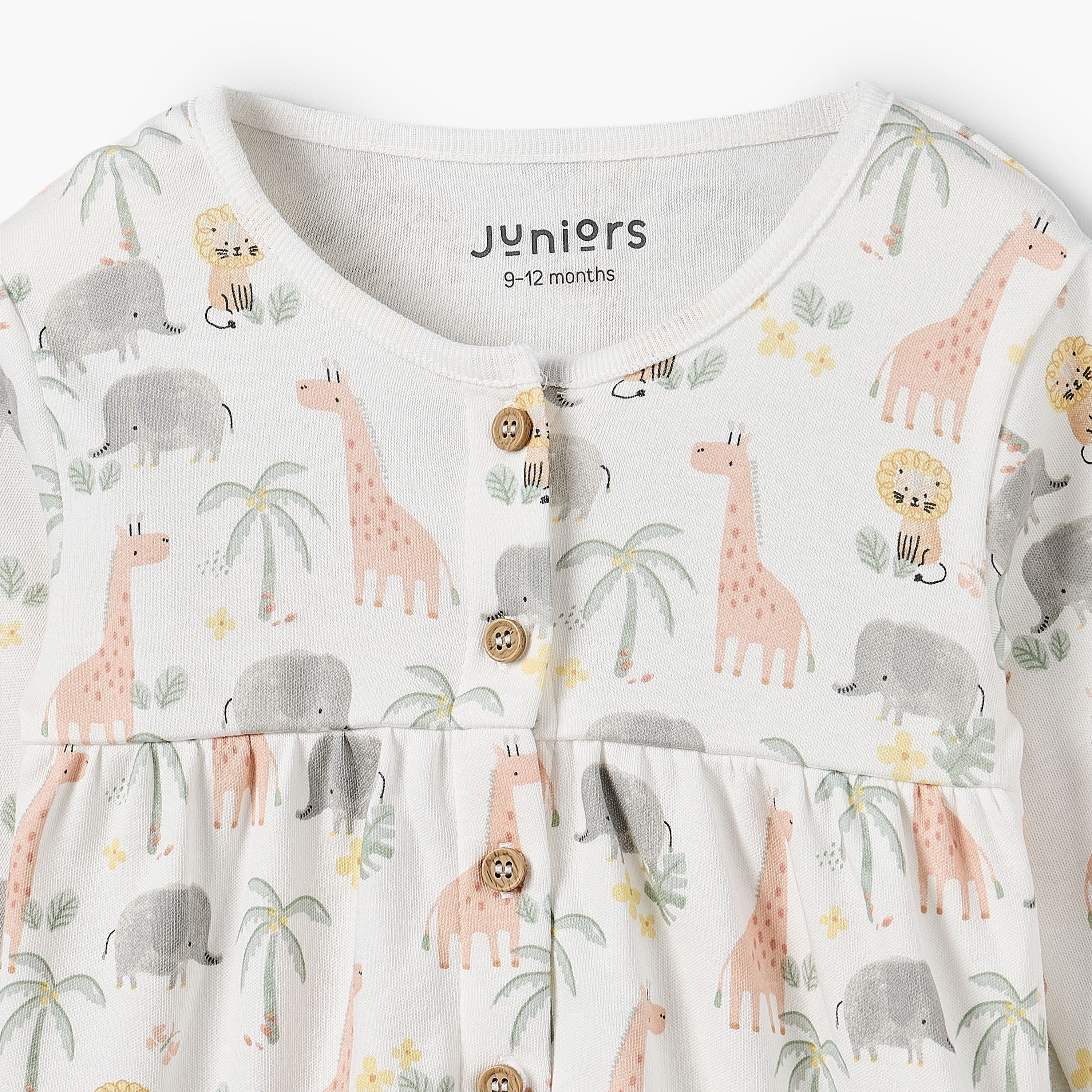 Juniors Cotton Round Neck Long Sleeves Pyjama Set with Safari Print-baby-girls-clothing-nightwear-pyjamasets-image-5