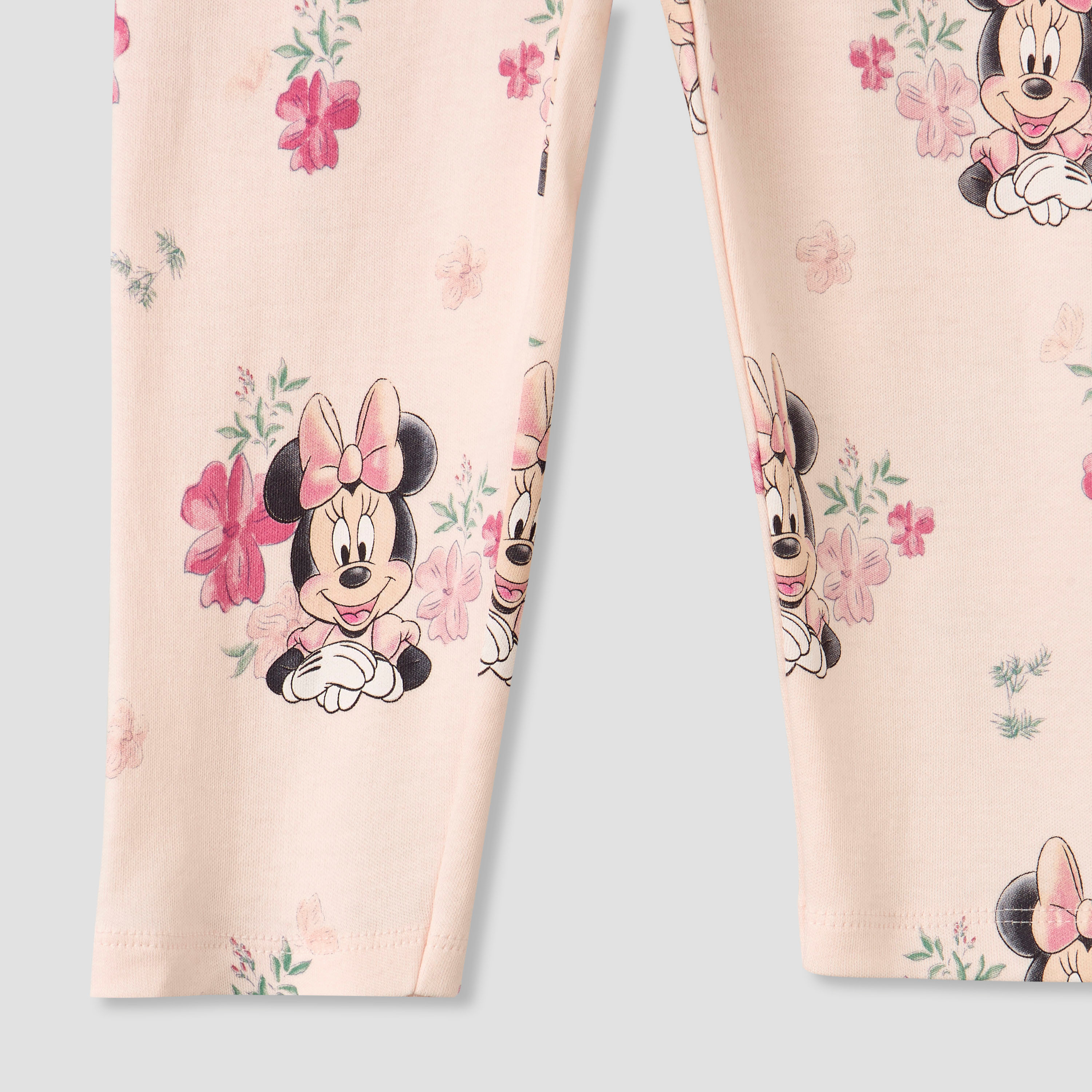 Disney Cotton Round Neck Short Sleeves Bodysuit and Leggings Set with Minnie Mouse Print-baby-girls-clothing-setsandcoords-image-7