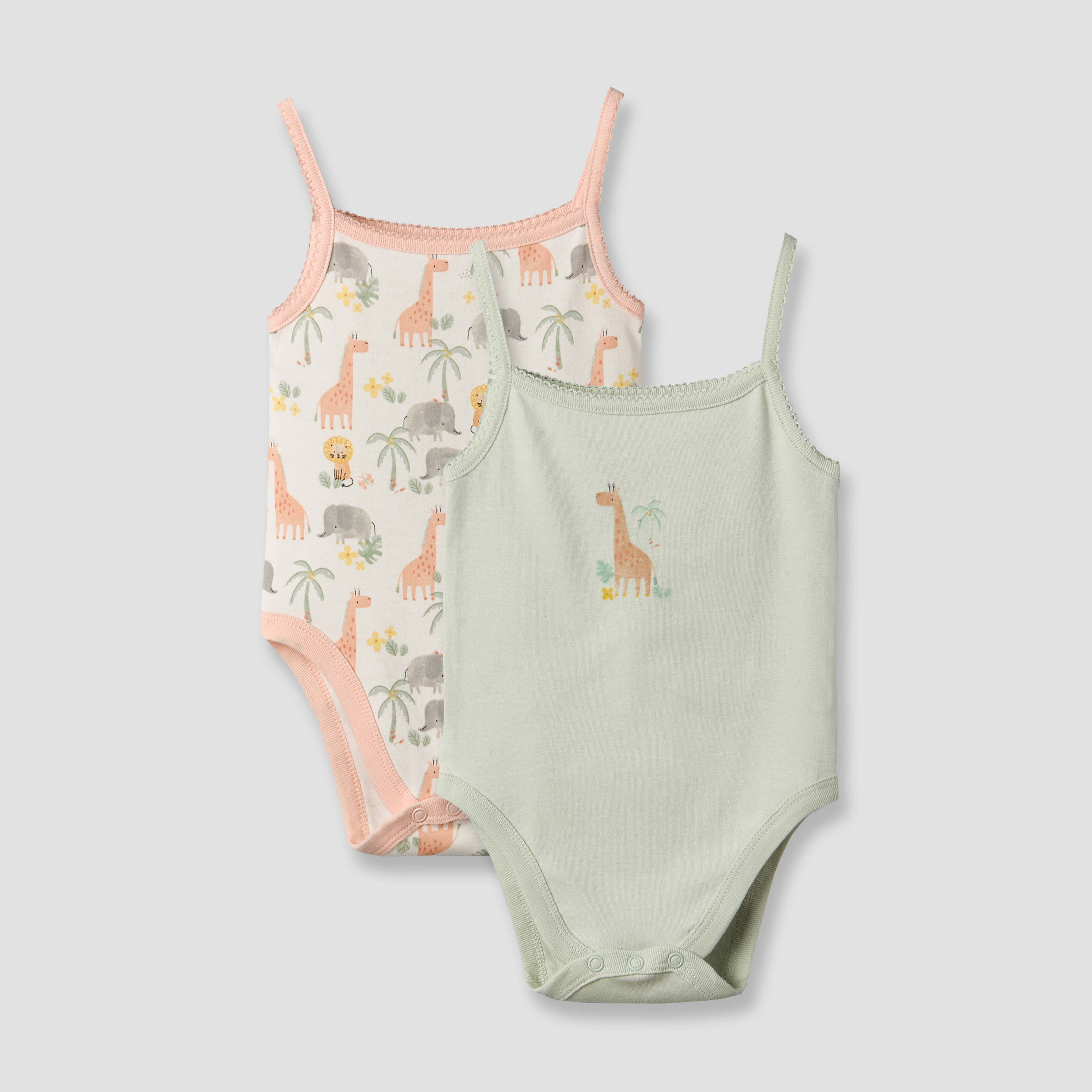 طقم بودي سوت قطن دون أكمام بياقة مربعة وطبعات قطعتين من جونيورز-baby-girls-clothing-bodysuits-image-1