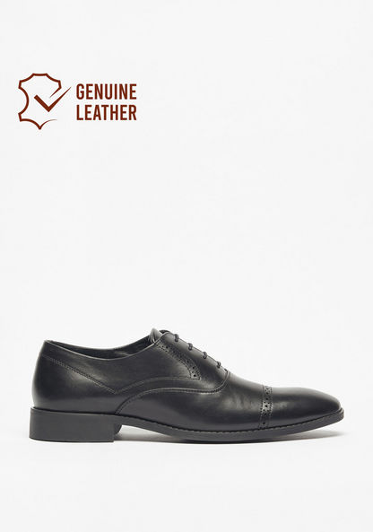 Duchini Men's Textured Oxford Shoes with Lace-Up Closure-Oxford-image-0