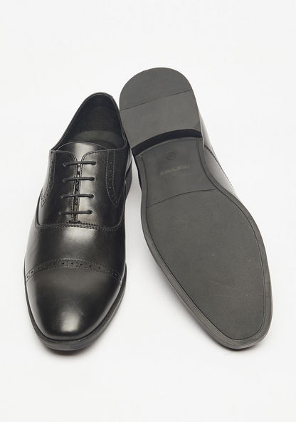 Duchini Men's Textured Oxford Shoes with Lace-Up Closure-Oxford-image-3