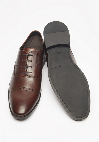 Duchini Men's Textured Oxford Shoes with Lace-Up Closure-Oxford-image-2