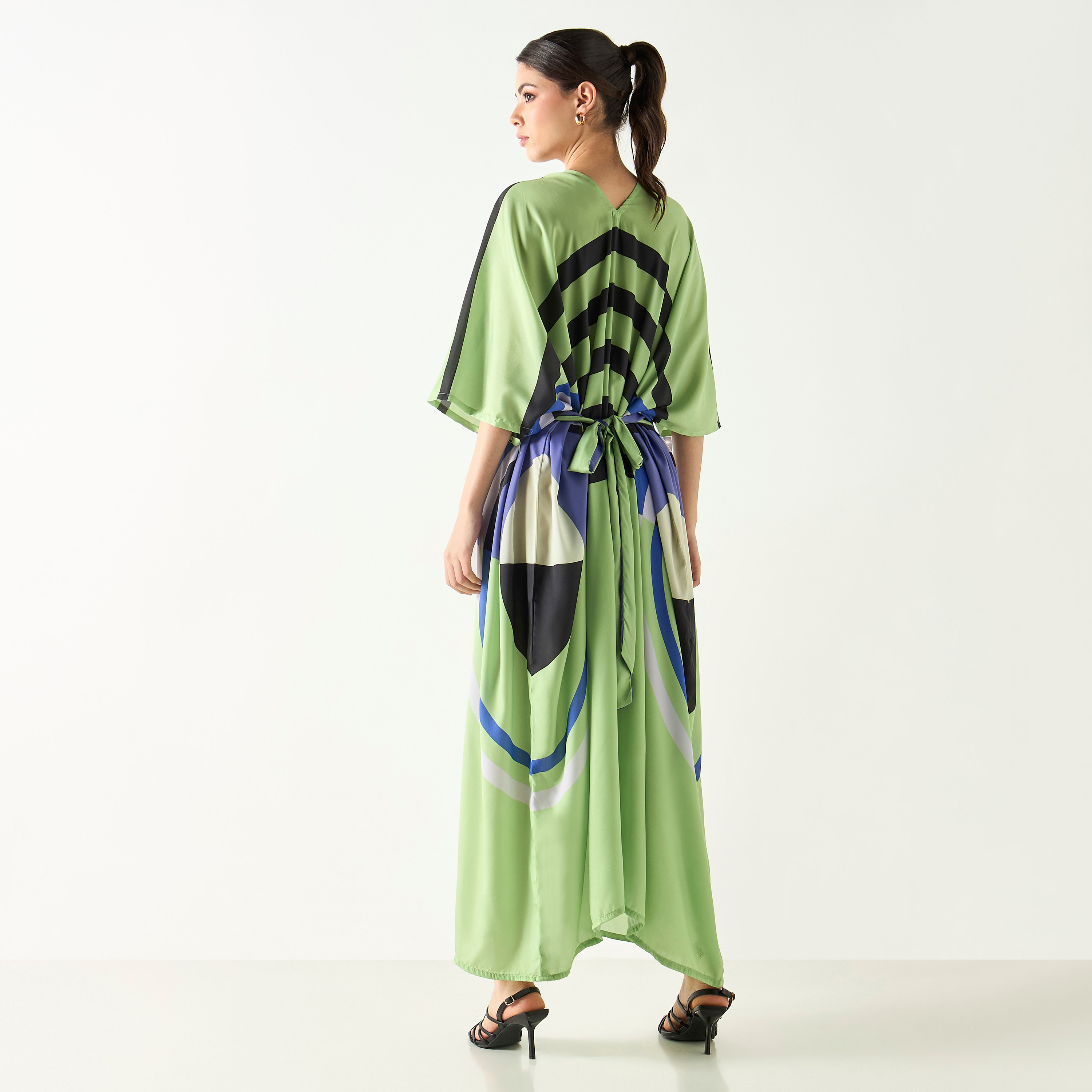 FYOR Striped Kaftan with Tie-Up Detail-women-arabicclothing-kaftan-image-3