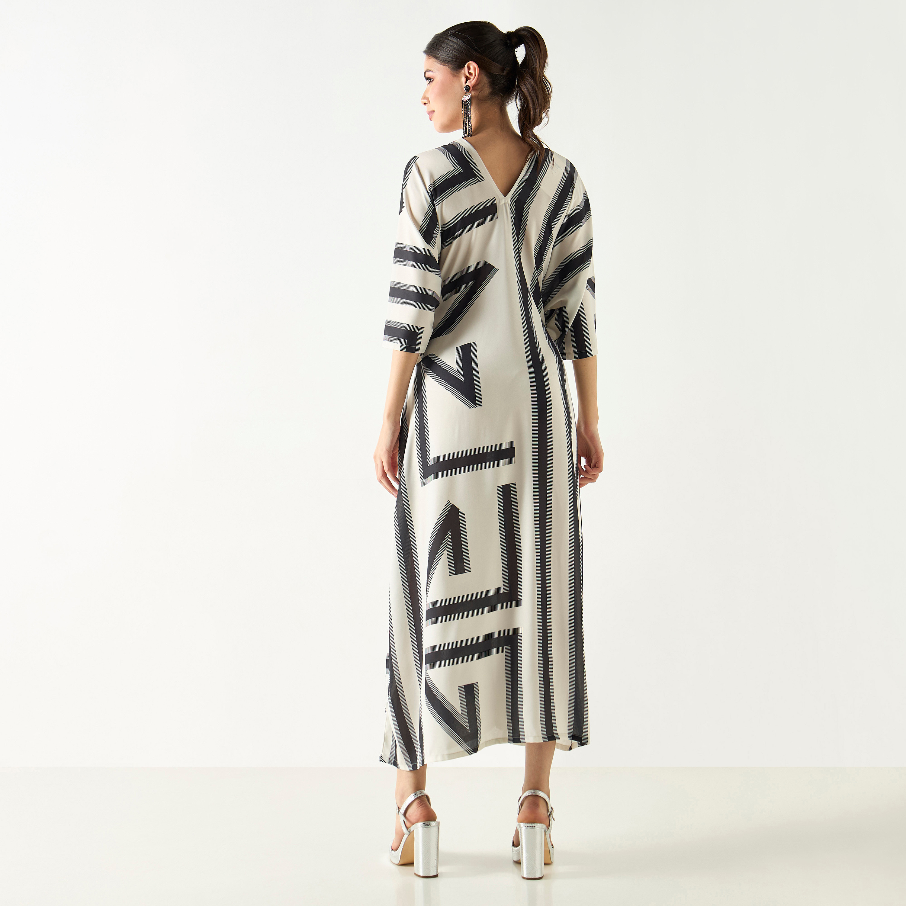 FYOR Printed Kaftan with Tie-Up Detail-women-arabicclothing-kaftan-image-3