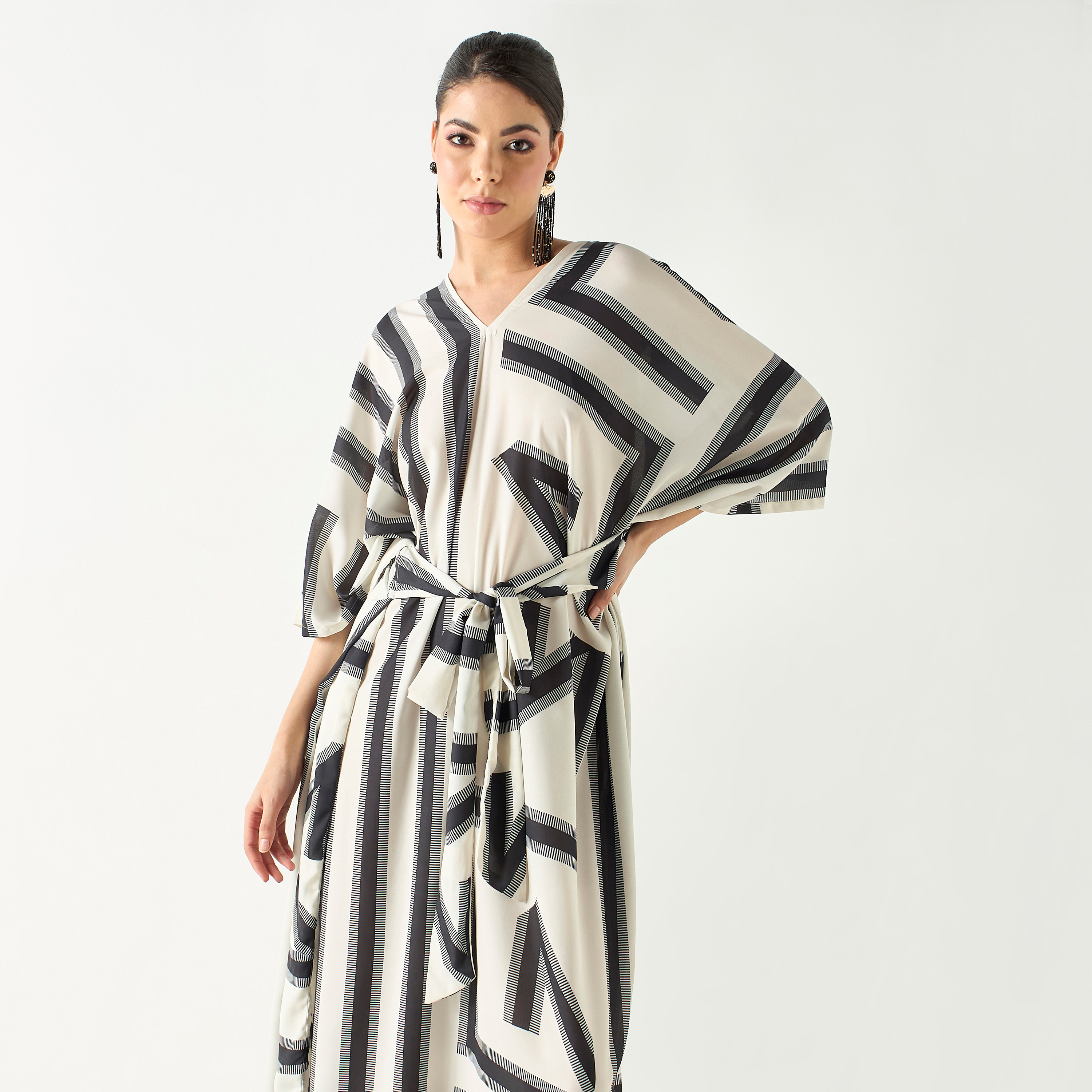 FYOR Printed Kaftan with Tie-Up Detail-women-arabicclothing-kaftan-image-6