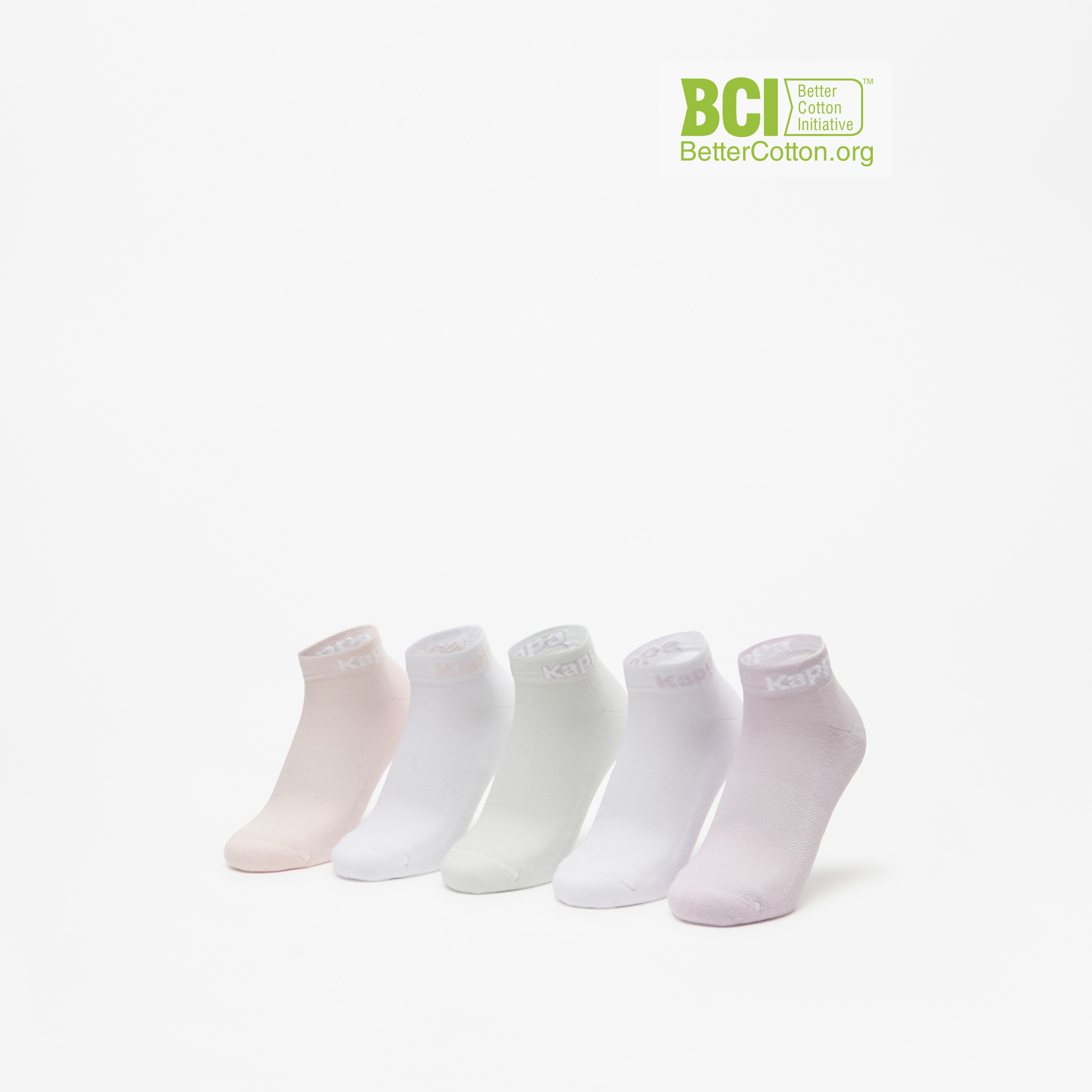Kappa Logo Print Ankle Length Cushioned Socks - Set of 5-women-socksandstockings-image-1