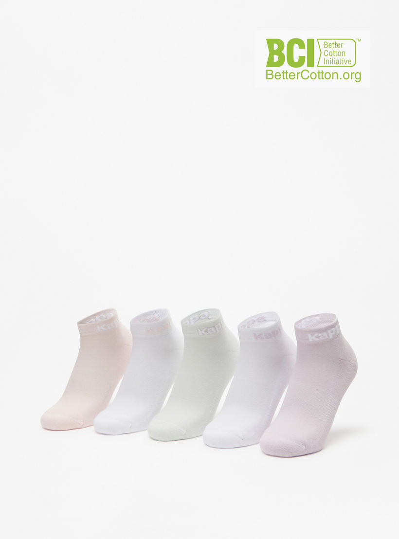 Kappa Logo Print Ankle Length Cushioned Socks - Set of 5-women-socksandstockings-image-1