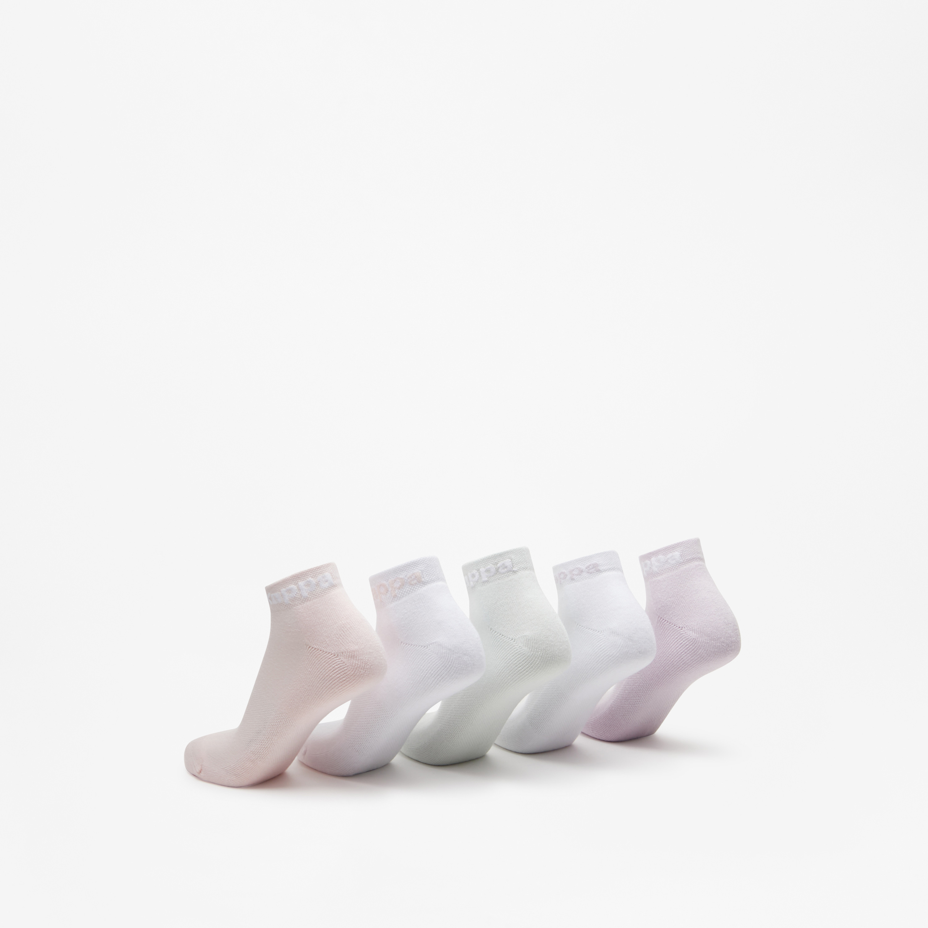 Kappa Logo Print Ankle Length Cushioned Socks - Set of 5-women-socksandstockings-image-2
