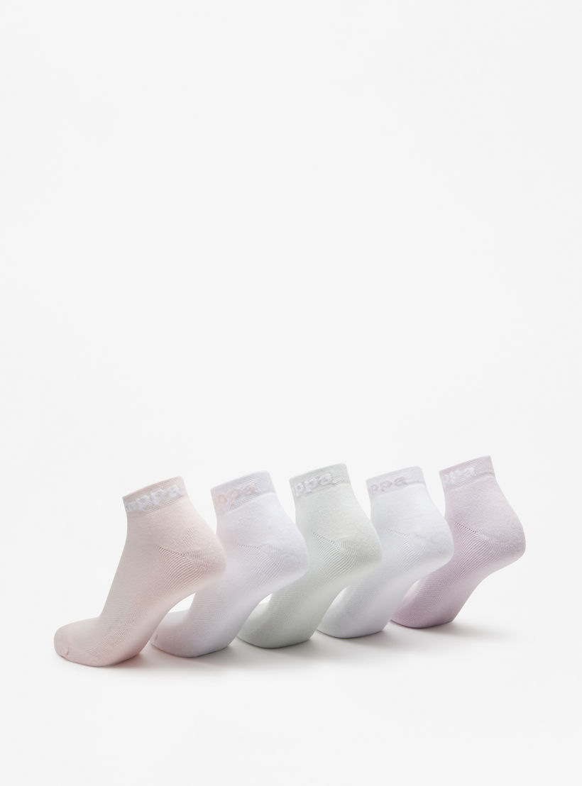 Kappa Logo Print Ankle Length Cushioned Socks - Set of 5-women-socksandstockings-image-2