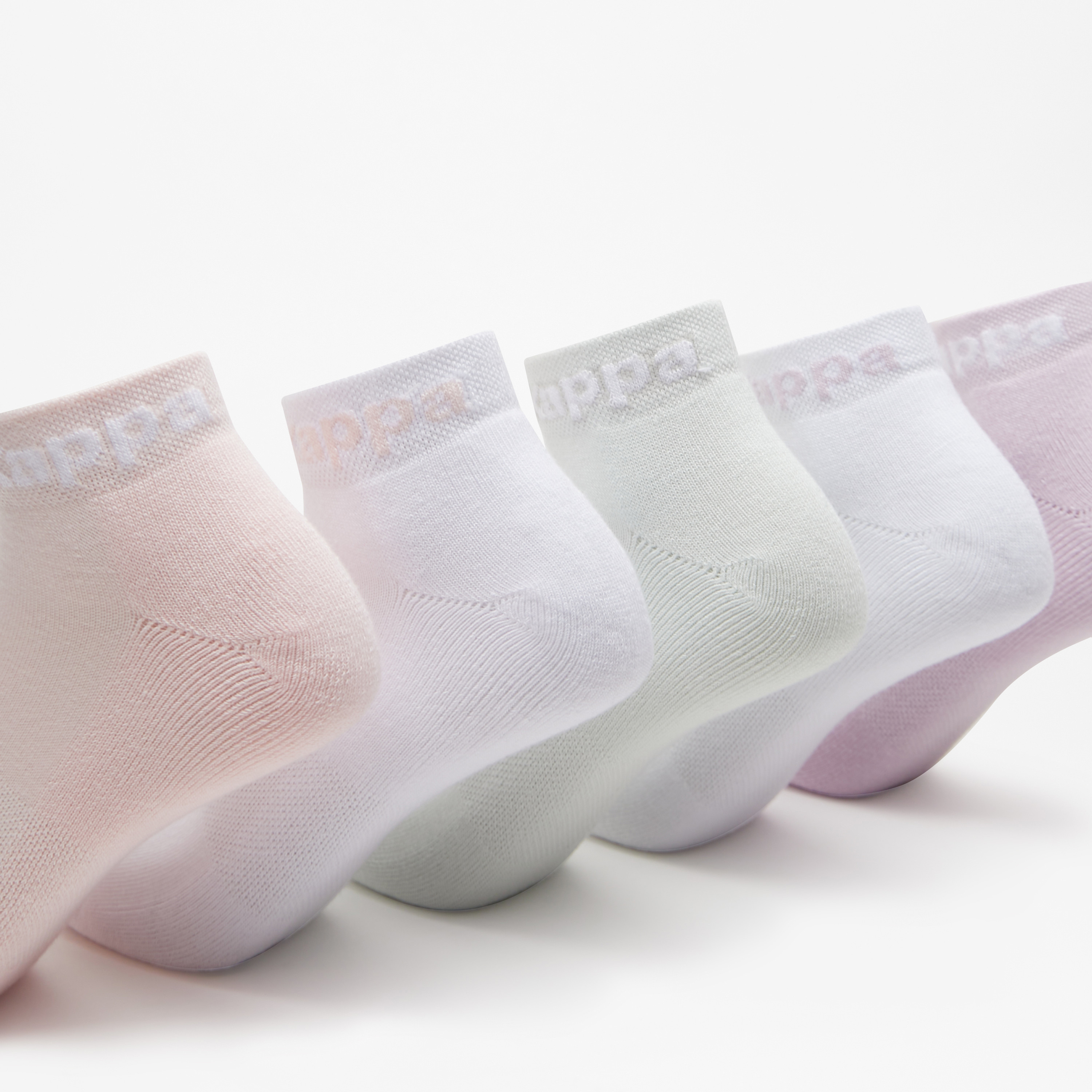 Kappa Logo Print Ankle Length Cushioned Socks - Set of 5-women-socksandstockings-image-3