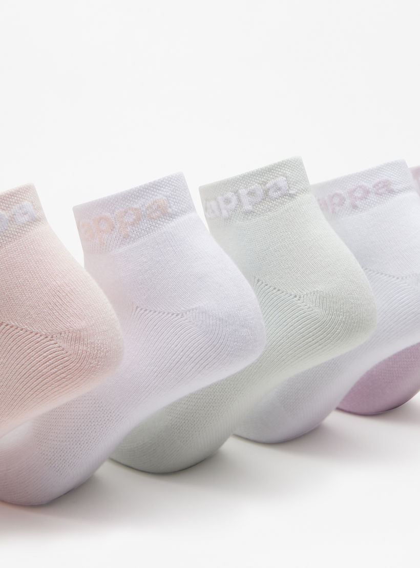 Kappa Logo Print Ankle Length Cushioned Socks - Set of 5-women-socksandstockings-image-3