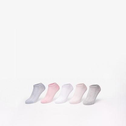 Solid Ankle Length Socks - Set of 5-Women%27s Socks-image-0