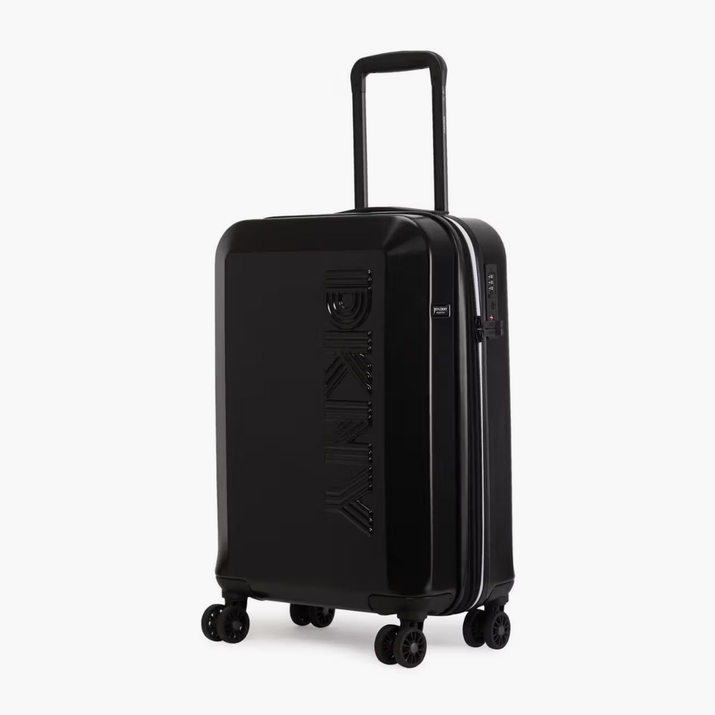 DKNY Logo Embossed Hardcase Luggage Trolley with Retractable Handle - 20 inches Cabin Bag-travel-luggagesandbags-luggage-image-1