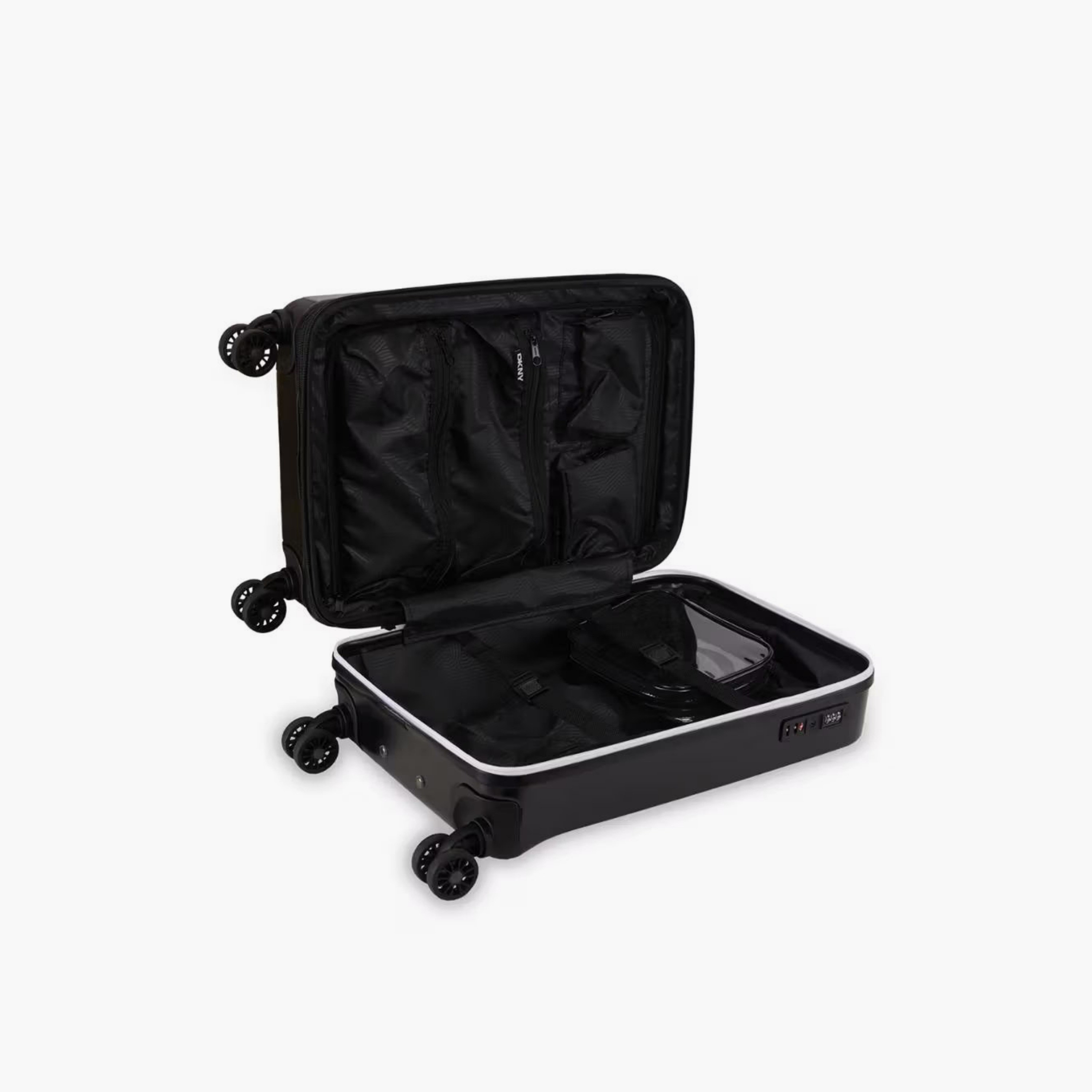 DKNY Logo Embossed Hardcase Luggage Trolley with Retractable Handle - 20 inches Cabin Bag-travel-luggagesandbags-luggage-image-4