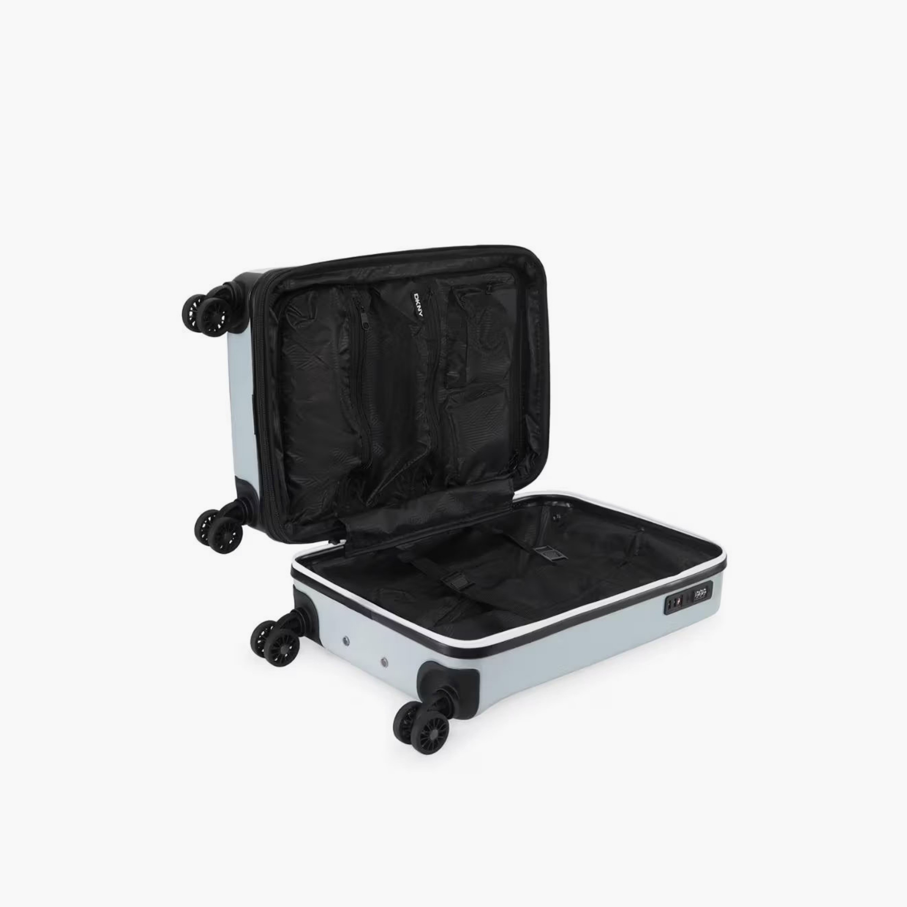 DKNY Logo Embossed Hardcase Luggage Trolley with Retractable Handle - 20 inches Cabin Bag-travel-luggagesandbags-luggage-image-4