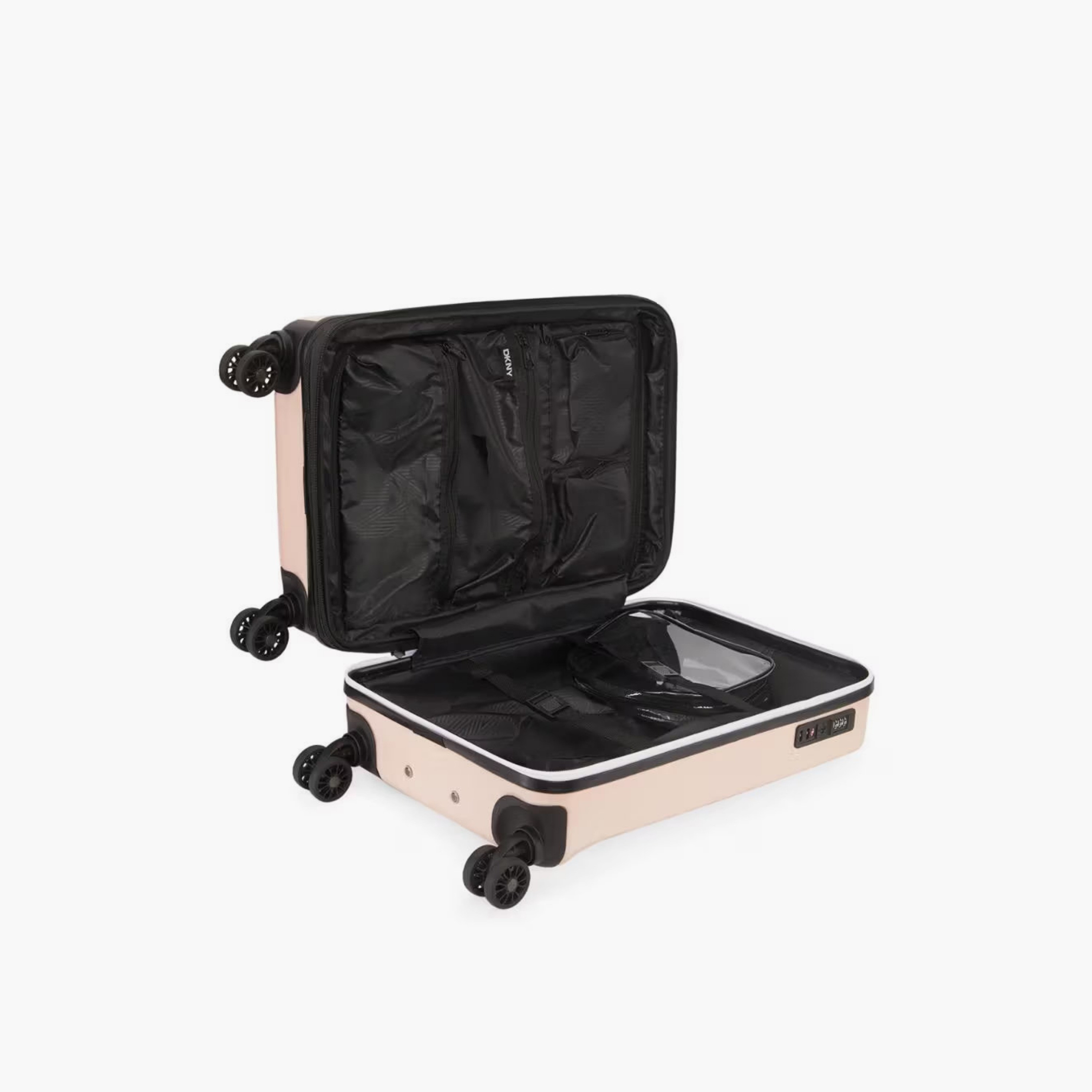 DKNY Logo Embossed Hardcase Luggage Trolley with Retractable Handle - 20 inches Cabin Bag-travel-luggagesandbags-luggage-image-4
