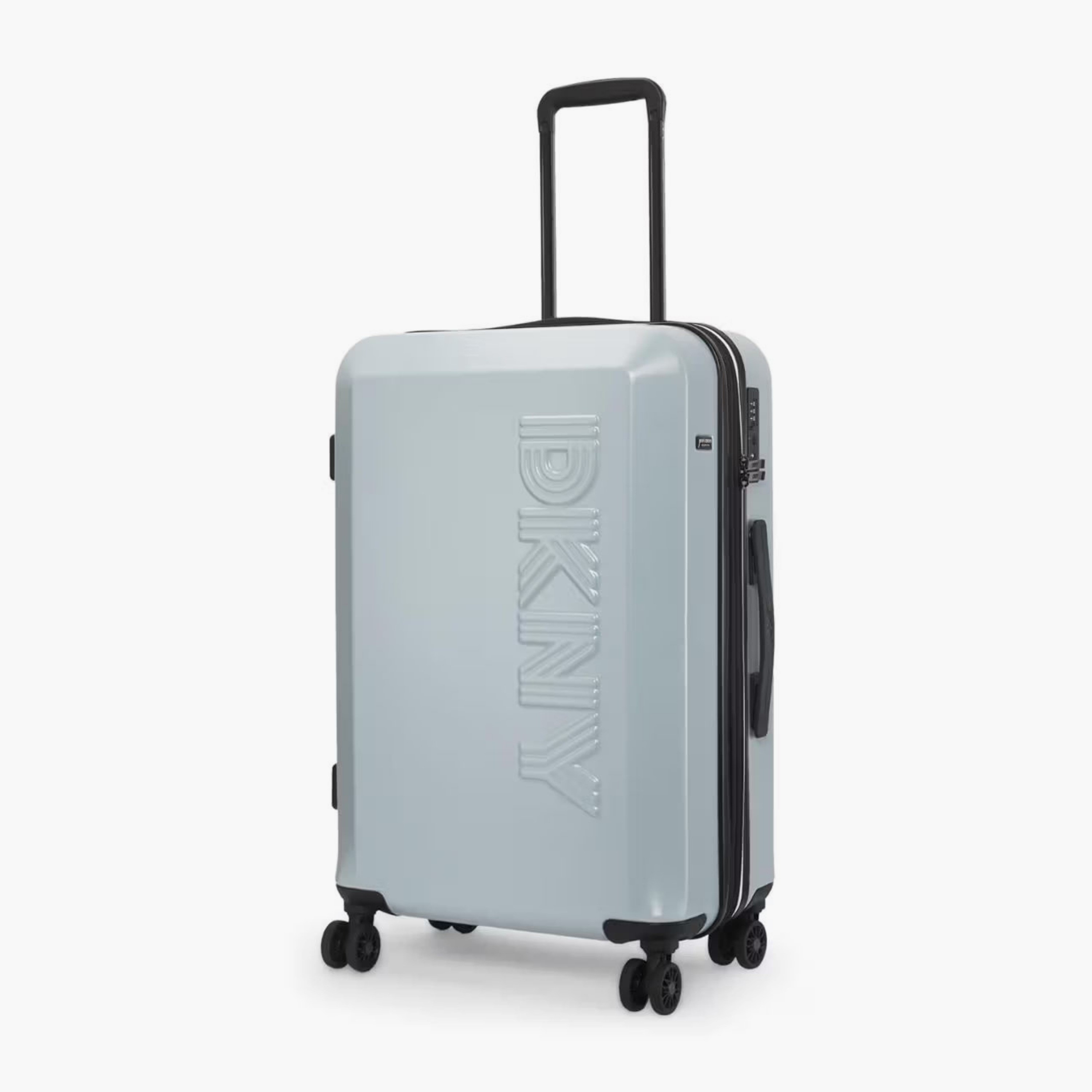DKNY Logo Embossed Hardcase Luggage Trolley with Retractable Handle - 24 inches Check-In Bag-travel-luggagesandbags-luggage-image-1