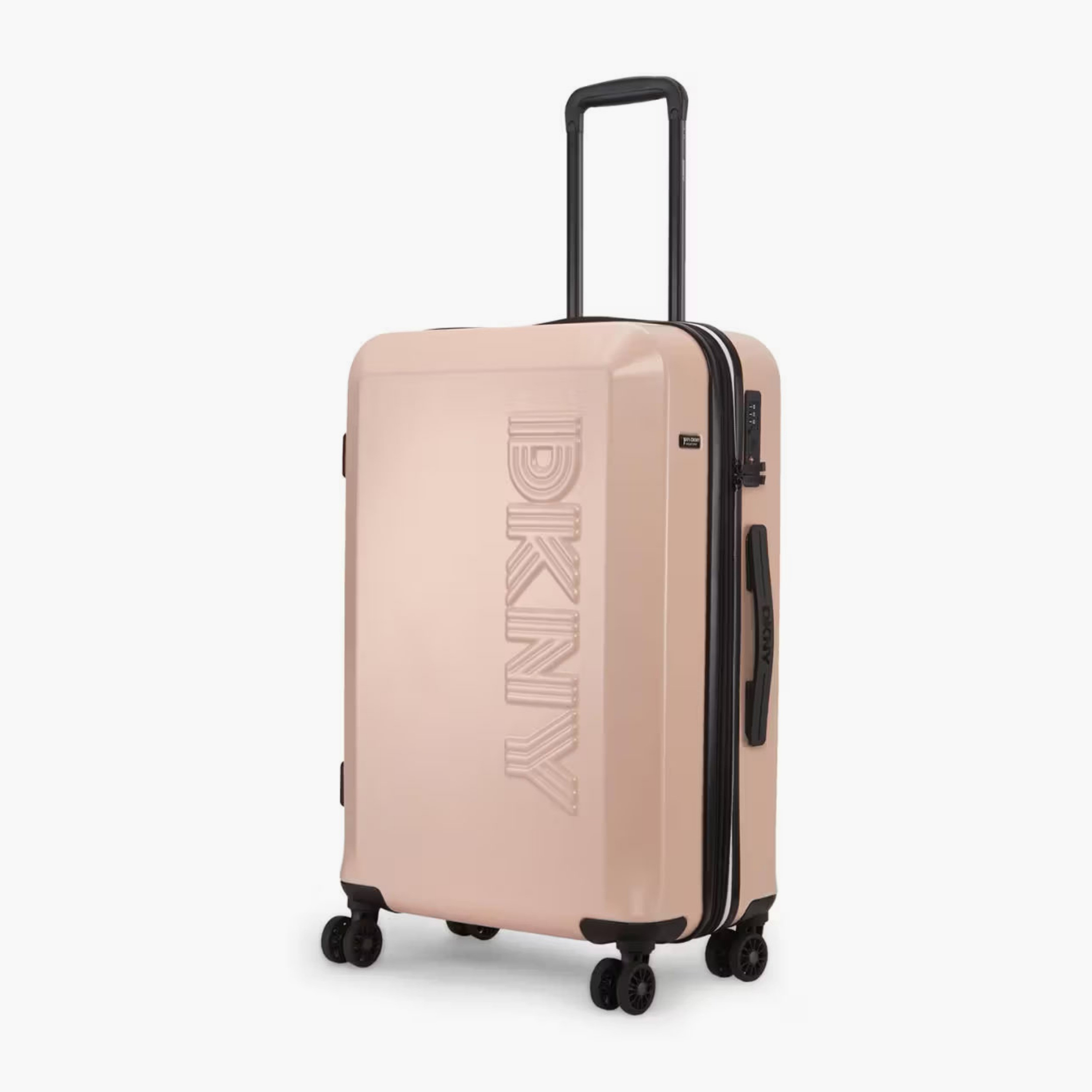 DKNY Logo Embossed Hardcase Luggage Trolley with Retractable Handle - 24 inches Check-In Bag-travel-luggagesandbags-luggage-image-1