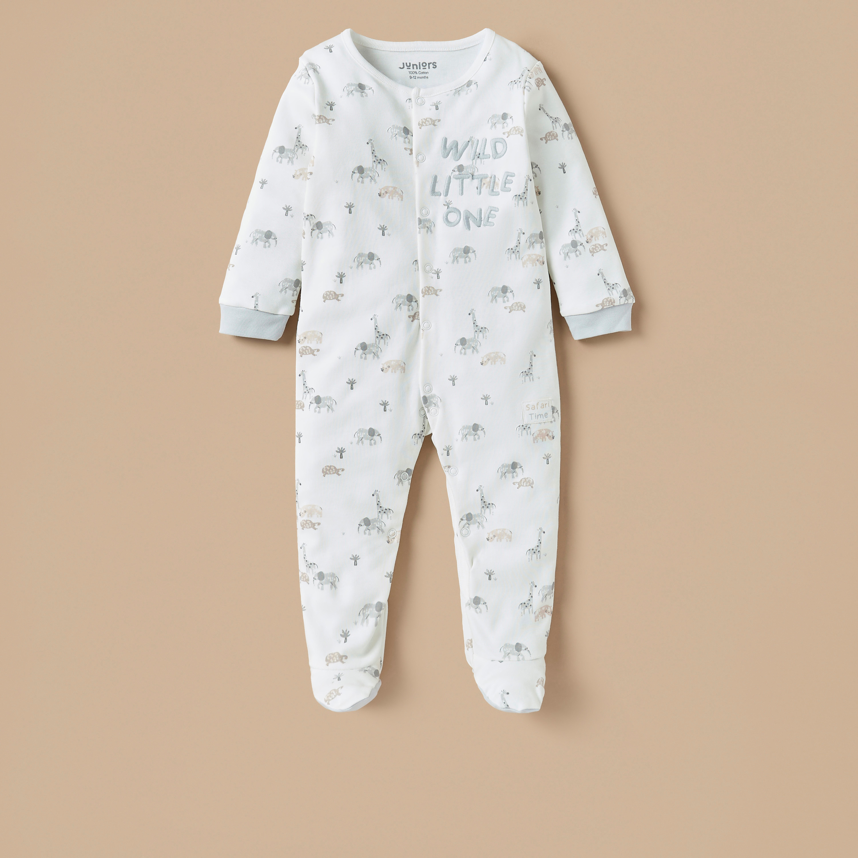 بدلة نوم مغلقة القدمين بأكمام طويلة وطبعات سفاري من جونيورز - طقم من 2 قطعة-baby-boys-clothing-nightwear-sleepsuits-image-2