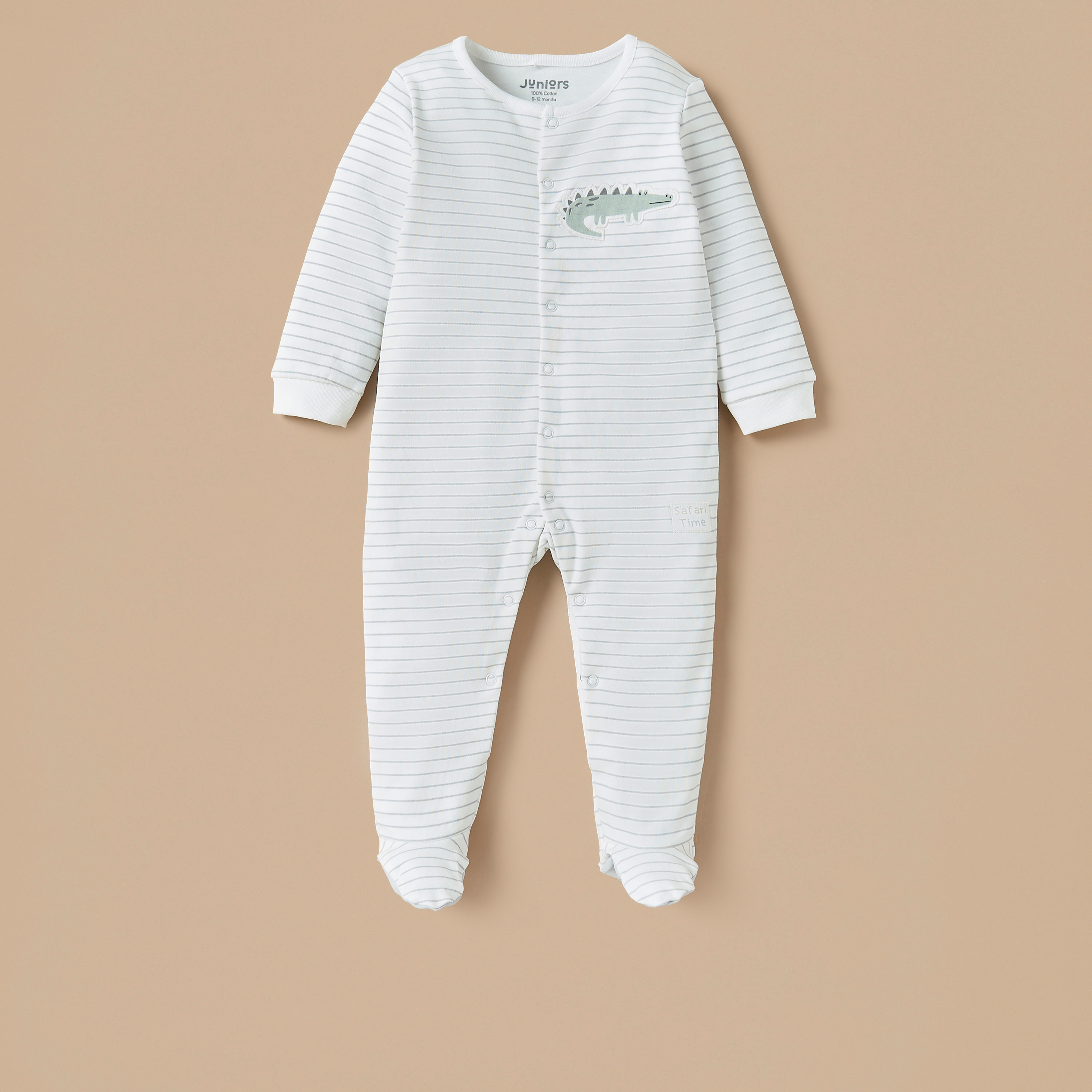 بدلة نوم مغلقة القدمين بأكمام طويلة وطبعات سفاري من جونيورز - طقم من 2 قطعة-baby-boys-clothing-nightwear-sleepsuits-image-3