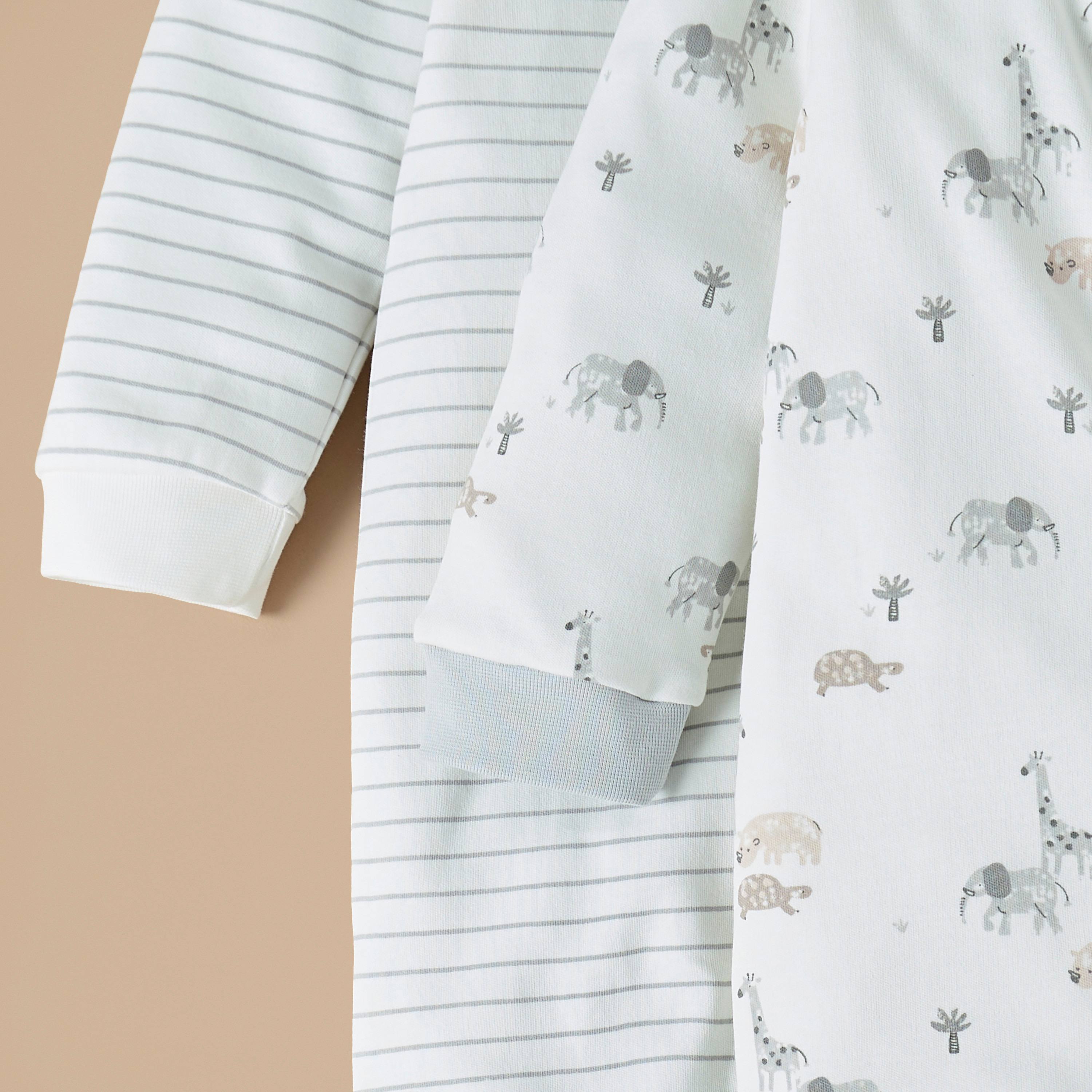 بدلة نوم مغلقة القدمين بأكمام طويلة وطبعات سفاري من جونيورز - طقم من 2 قطعة-baby-boys-clothing-nightwear-sleepsuits-image-5