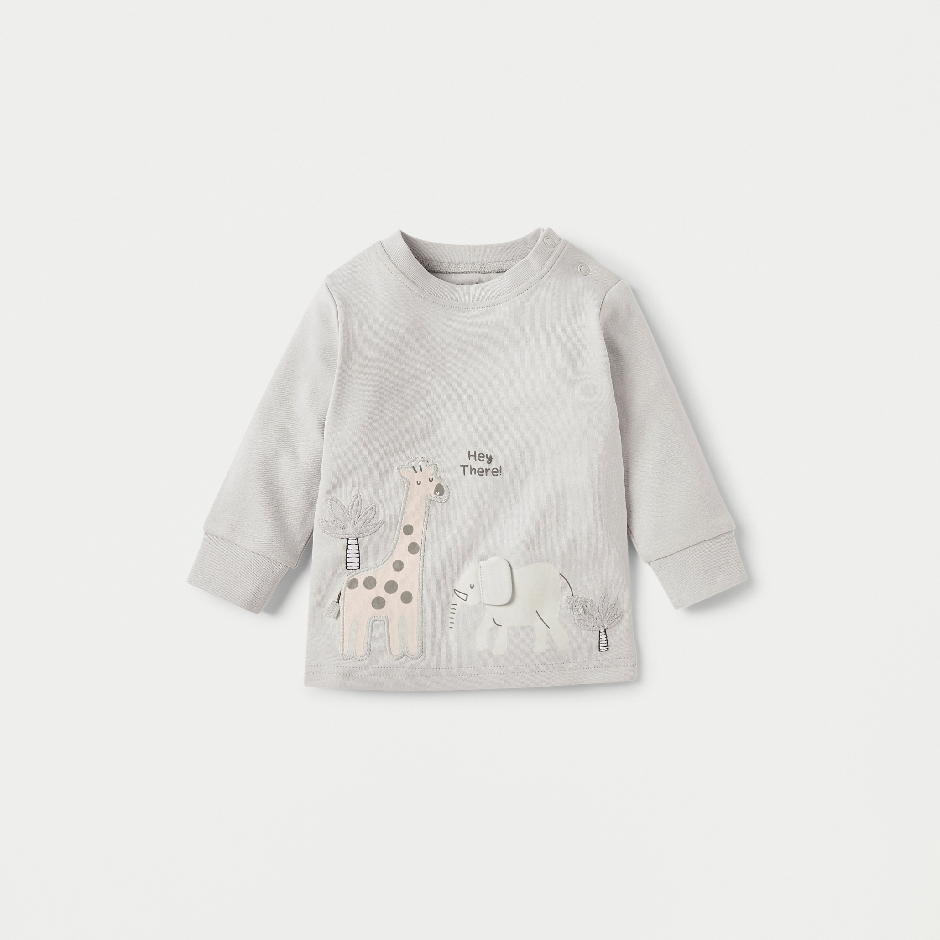 Juniors Animal Applique Long Sleeves T-shirt and Elasticated Pyjama Set-baby-boys-clothing-nightwear-pyjamasets-image-2