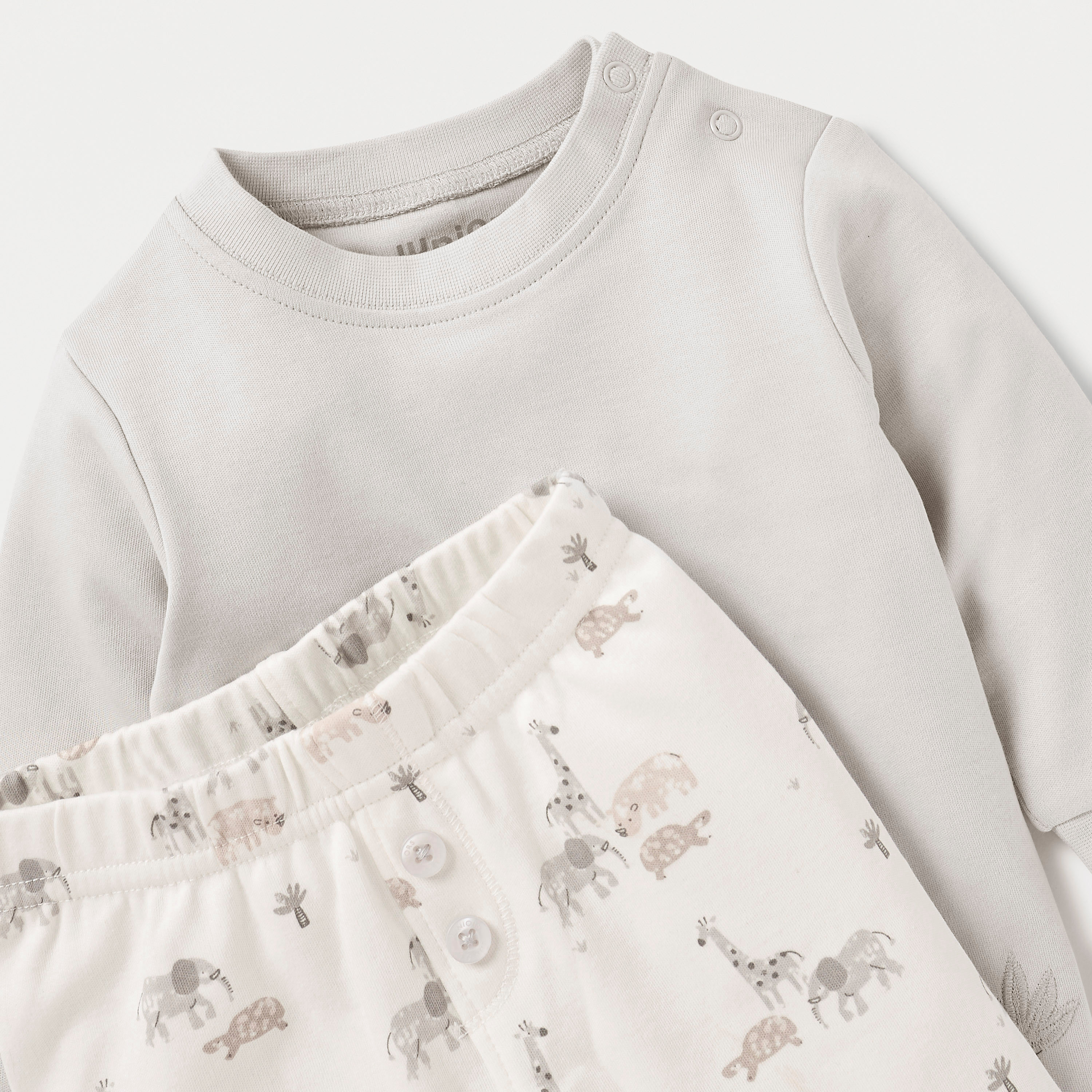 Juniors Animal Applique Long Sleeves T-shirt and Elasticated Pyjama Set-baby-boys-clothing-nightwear-pyjamasets-image-4