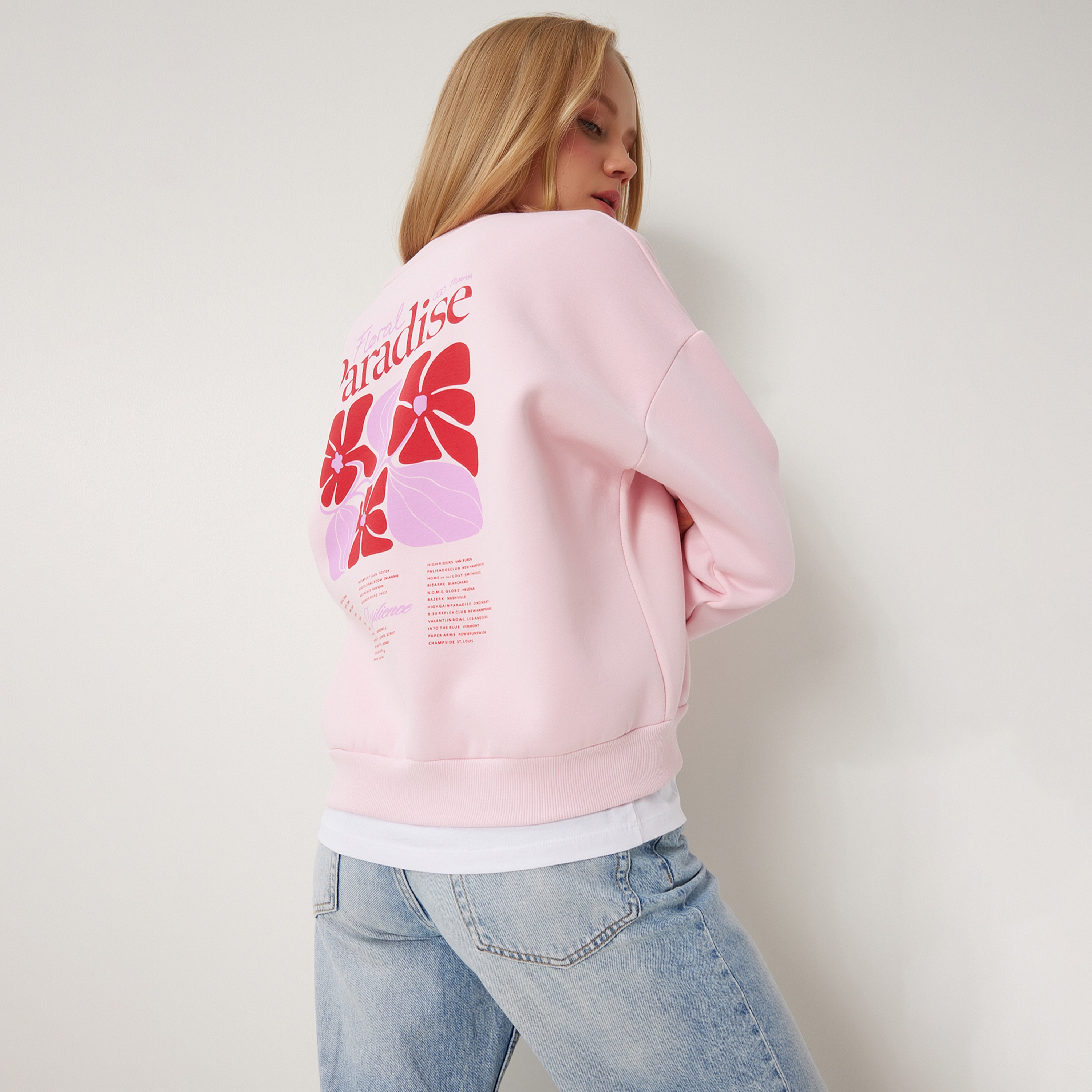 Happiness Istanbul Floral Text Print Rosa Women's Sweatshirt-women-clothing-hoodiesandsweatshirts-sweatshirts-image-5