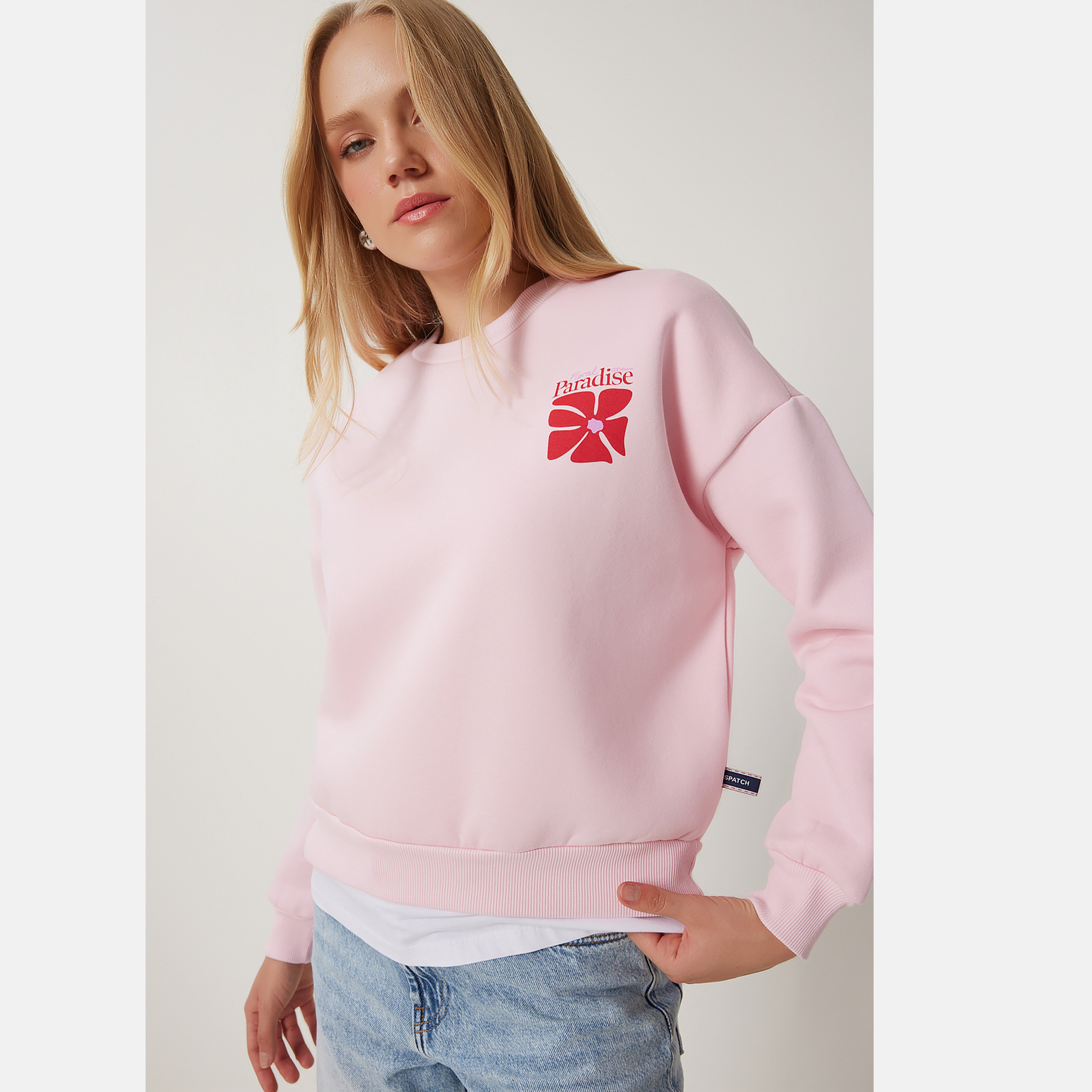 Happiness Istanbul Floral Text Print Rosa Women's Sweatshirt-women-clothing-hoodiesandsweatshirts-sweatshirts-image-6