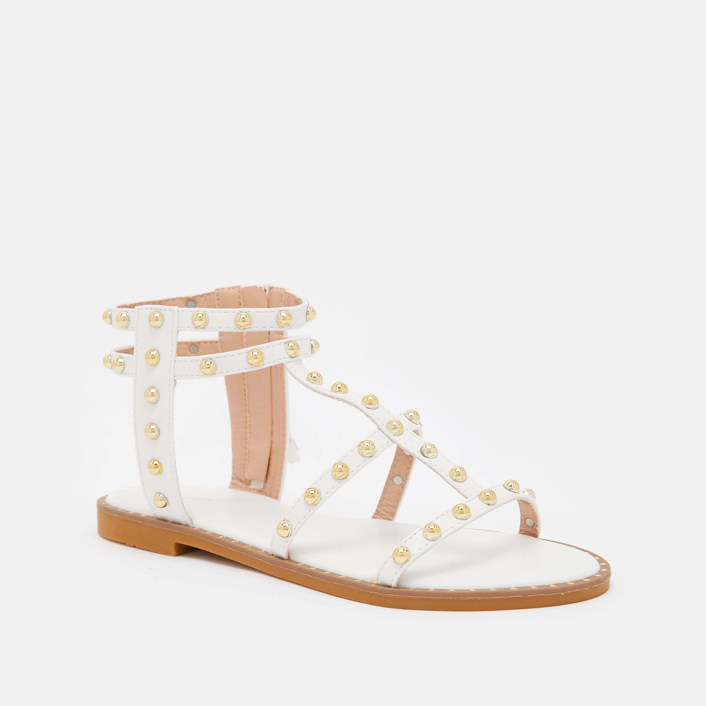 Embellished Gladiator Sandals with Zip Closure and Tassel Accent-women-shoes-flats-sandals-image-2