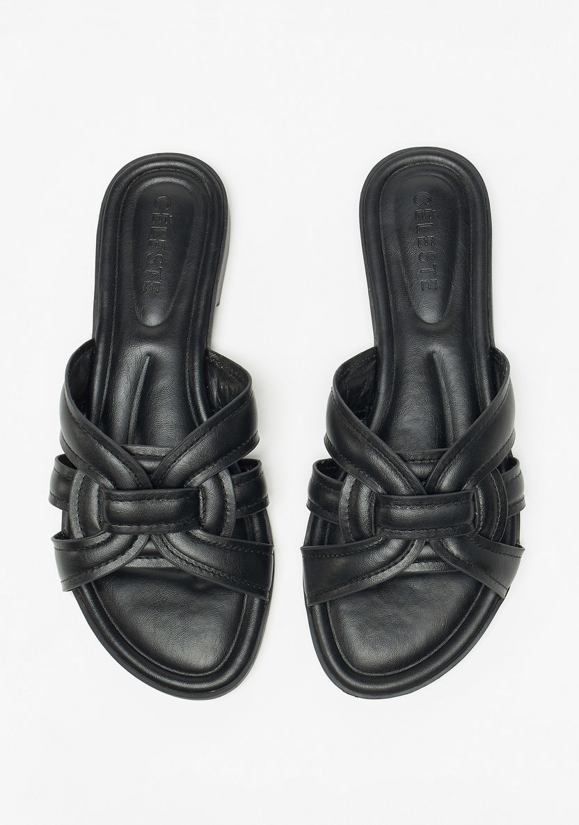 Celeste Women's Textured Slip-On Sandals-Women%27s Flat Sandals-image-0