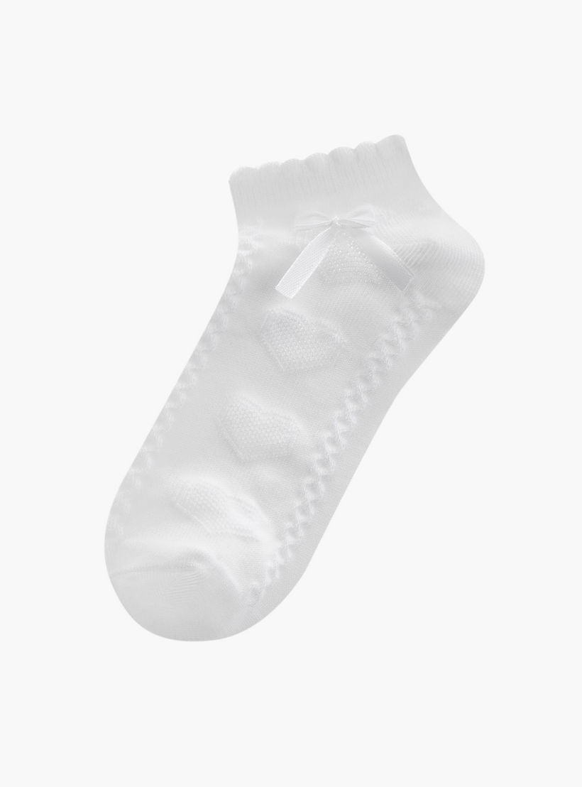 جوارب سادة بطول الكاحل بحواف صدفية وفيونكة - طقم من 5 أزواج-girls-accessories-socks-image-2