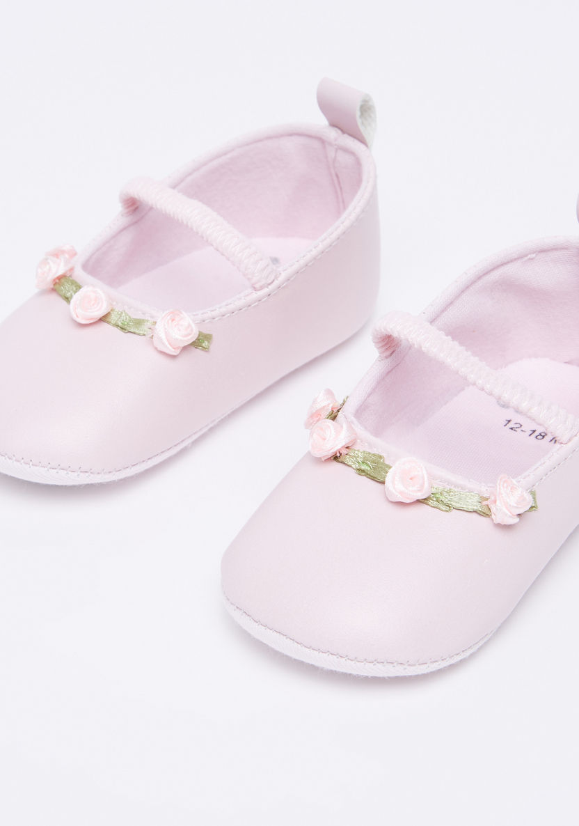 Juniors Booties with Floral Applique and Elasticised Strap-Ballerinas-image-0
