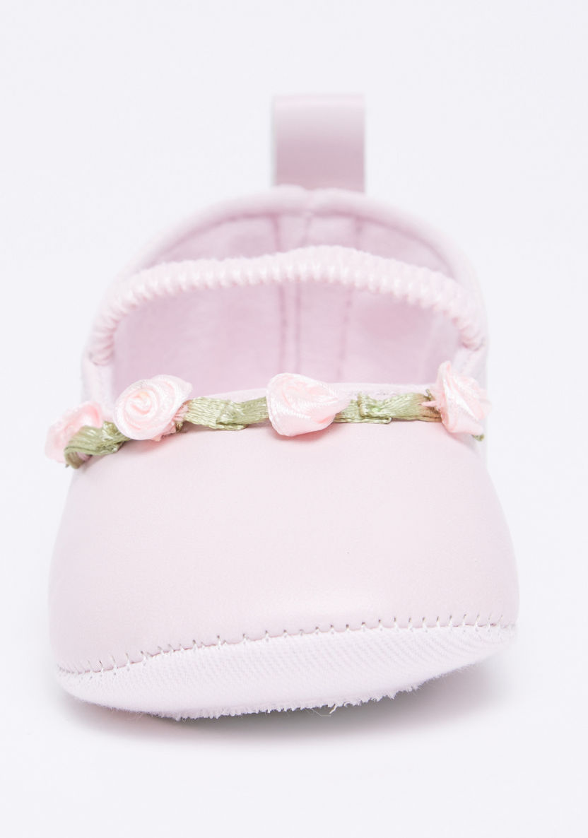 Juniors Booties with Floral Applique and Elasticised Strap-Ballerinas-image-1