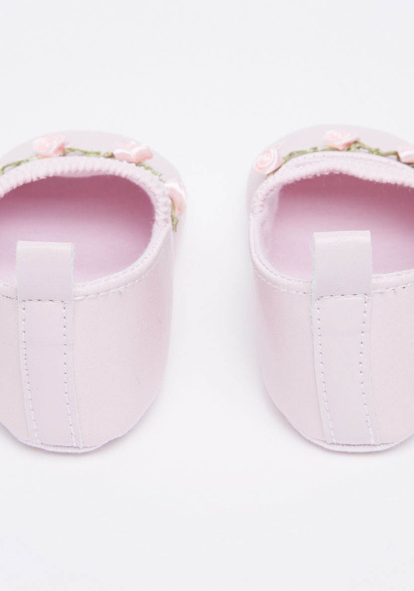 Juniors Booties with Floral Applique and Elasticised Strap-Ballerinas-image-2