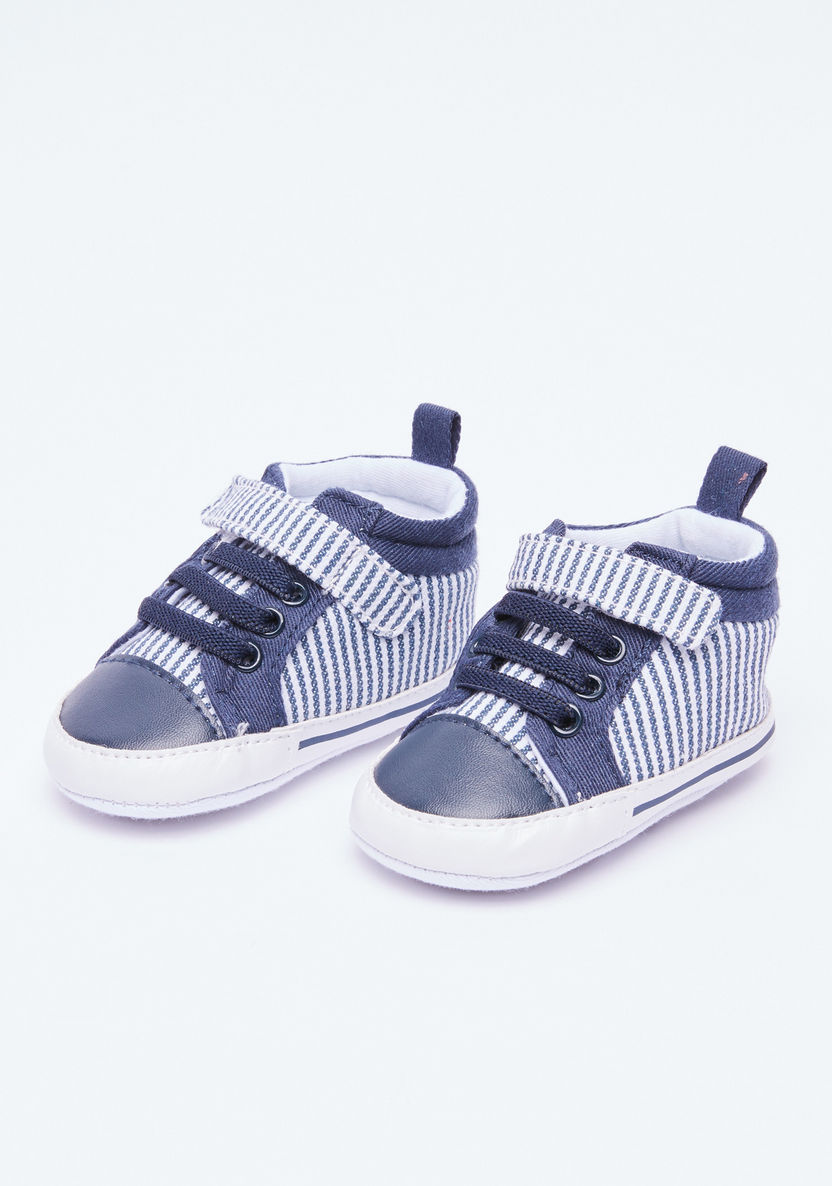Juniors Striped Shoes with Hook and Loop Closure-Casual-image-0