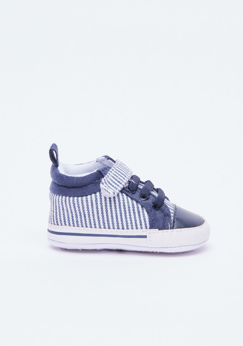 Juniors Striped Shoes with Hook and Loop Closure-Casual-image-1