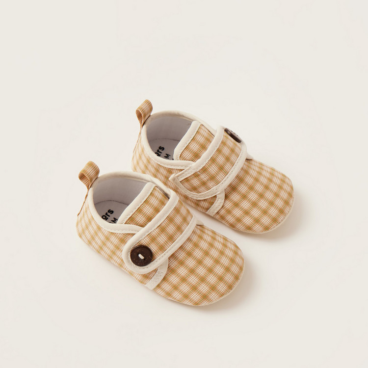 Juniors Chequered Booties with Hook and Loop Closure